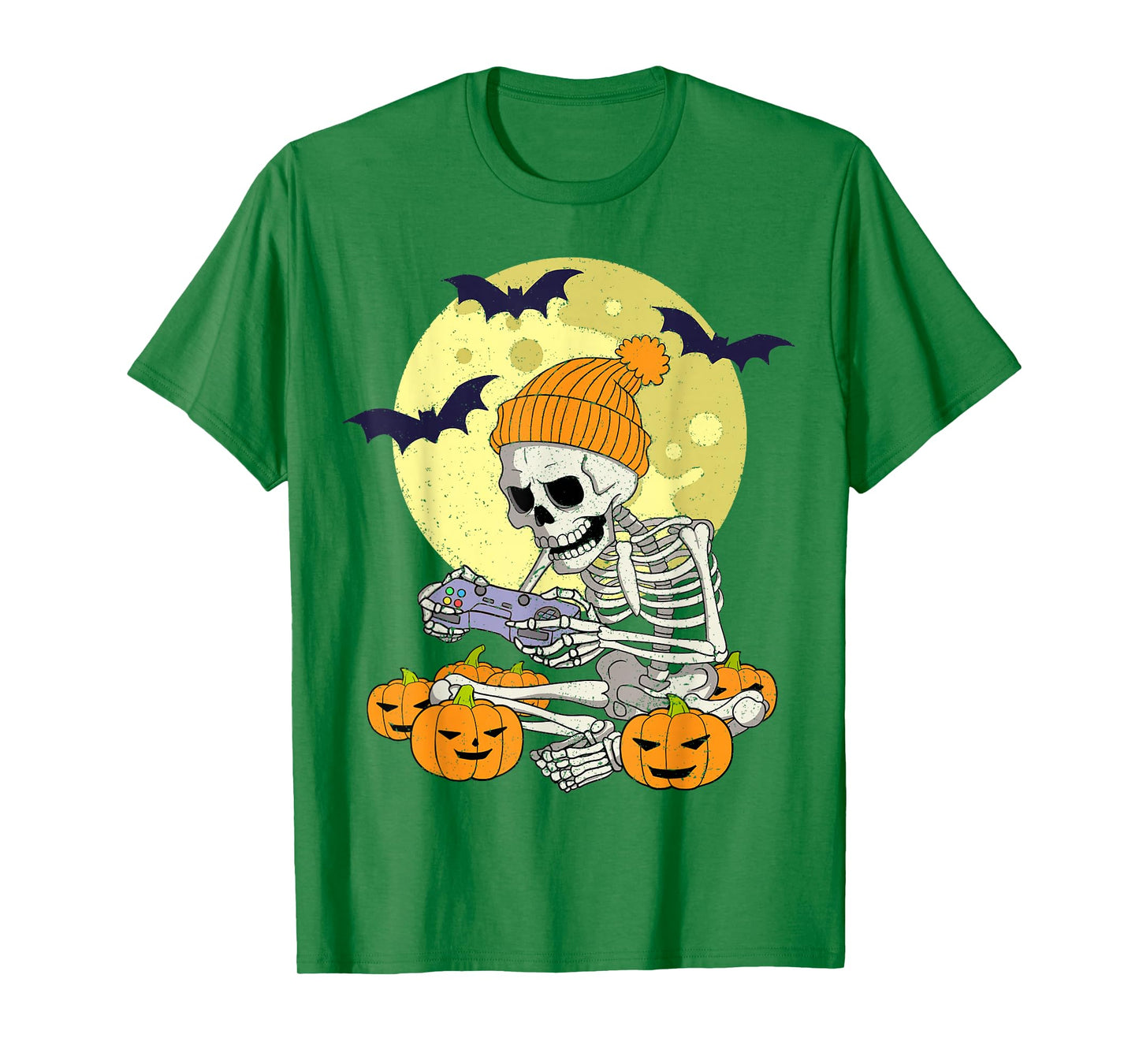 Funny Halloween Skeleton Gamer Video Games Boys Mens Gaming T-Shirt