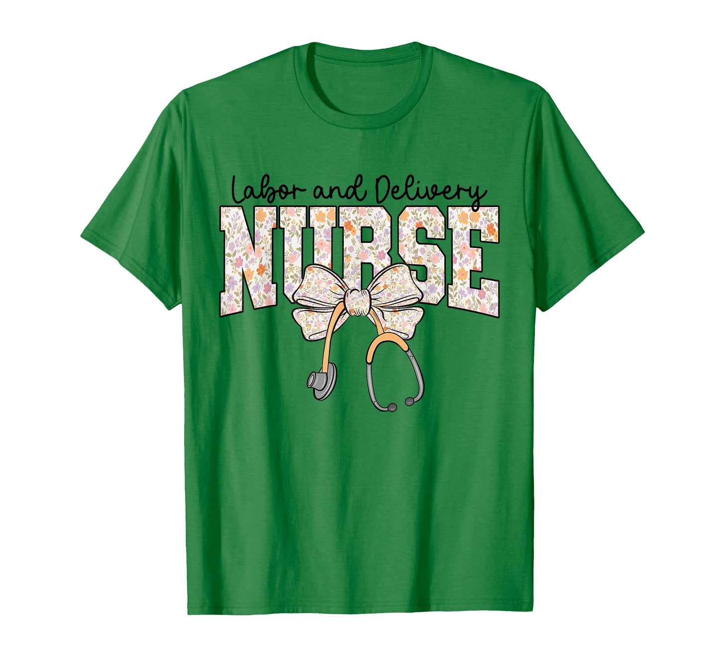 Labor and Delivery Nurse Stethoscope Coquette Bow Graduation T-Shirt