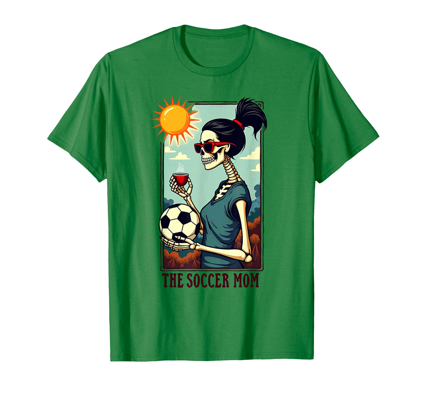 Gothic Tarot Card Skeleton Coffee Soccer Mom T-Shirt