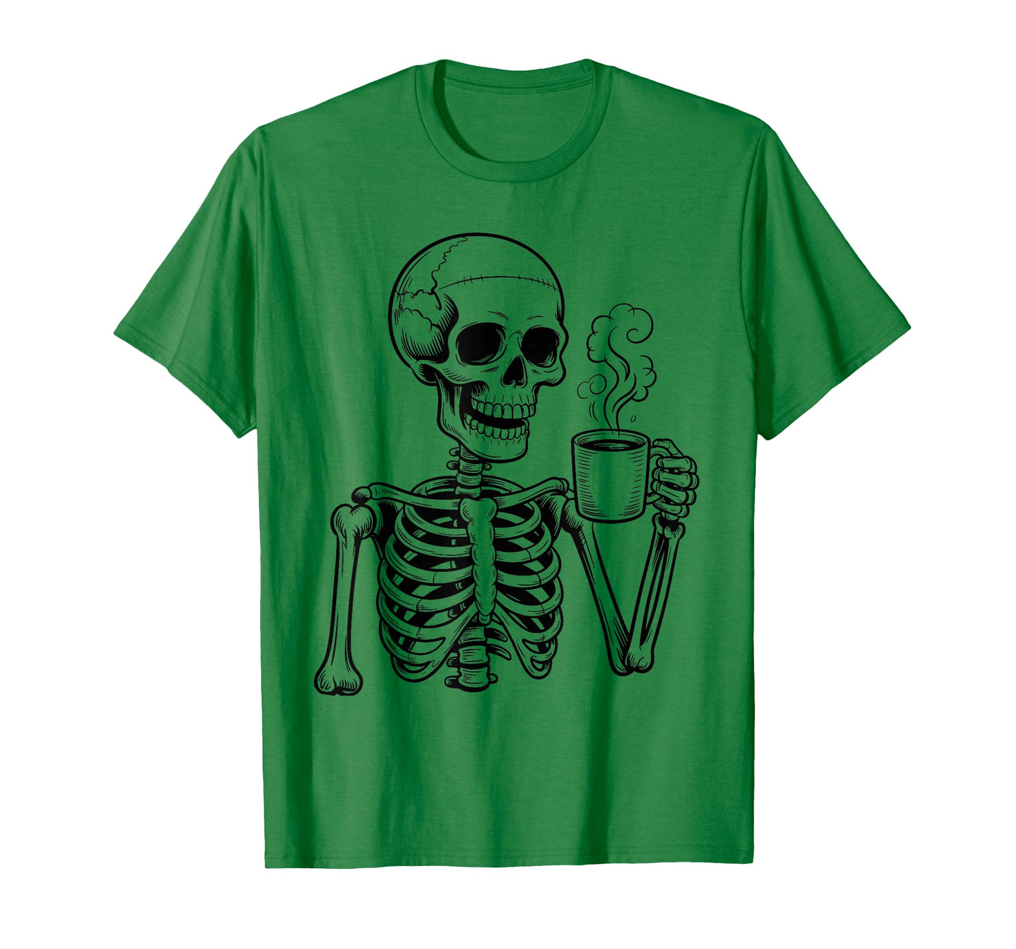 Cute Ghost Drinking Coffee Hot Coffee Skeleton Drinking T-Shirt