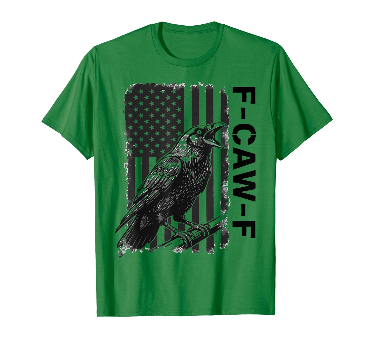 Distressed Raven FCAWF USA Flag Vintage F-CAW-F Crow T-Shirt