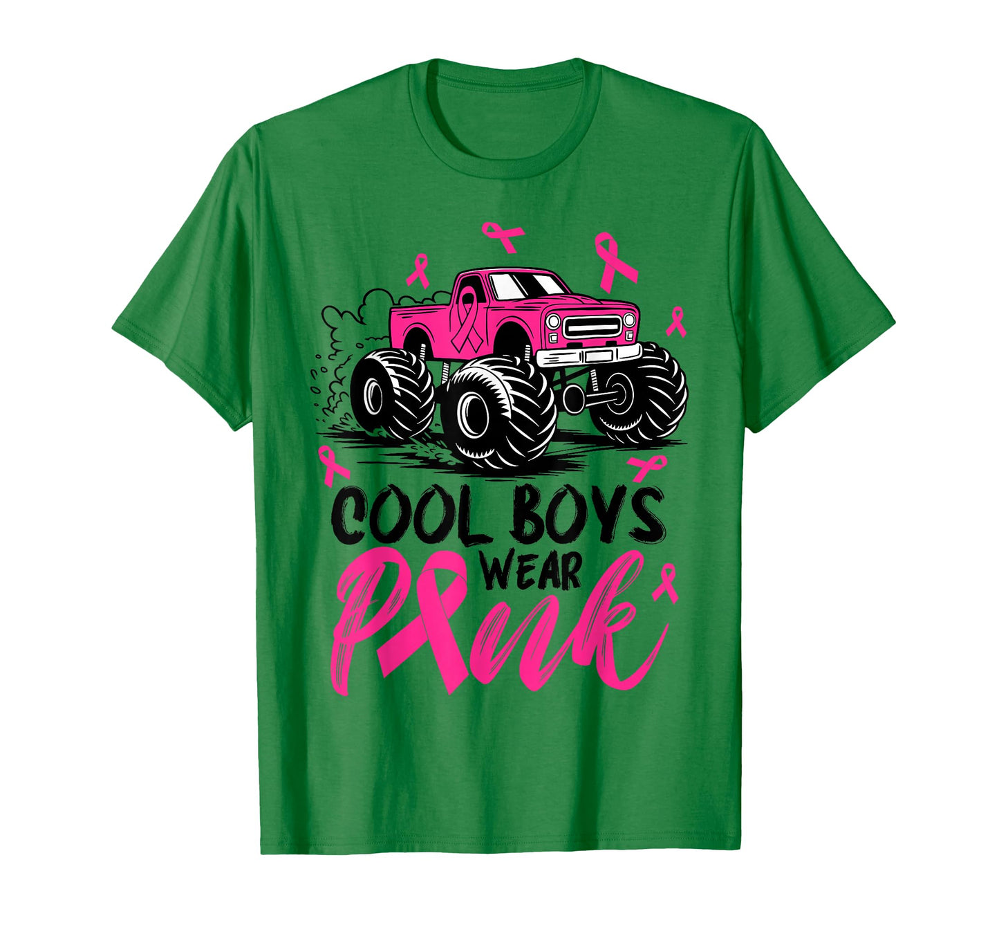 Monster Truck Cool Boys Wear Pink Breast Cancer Awareness T-Shirt