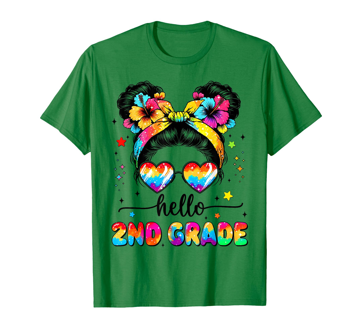 Hello 2nd Grade Messy Bun First Day Of School Outfits Girls T-Shirt