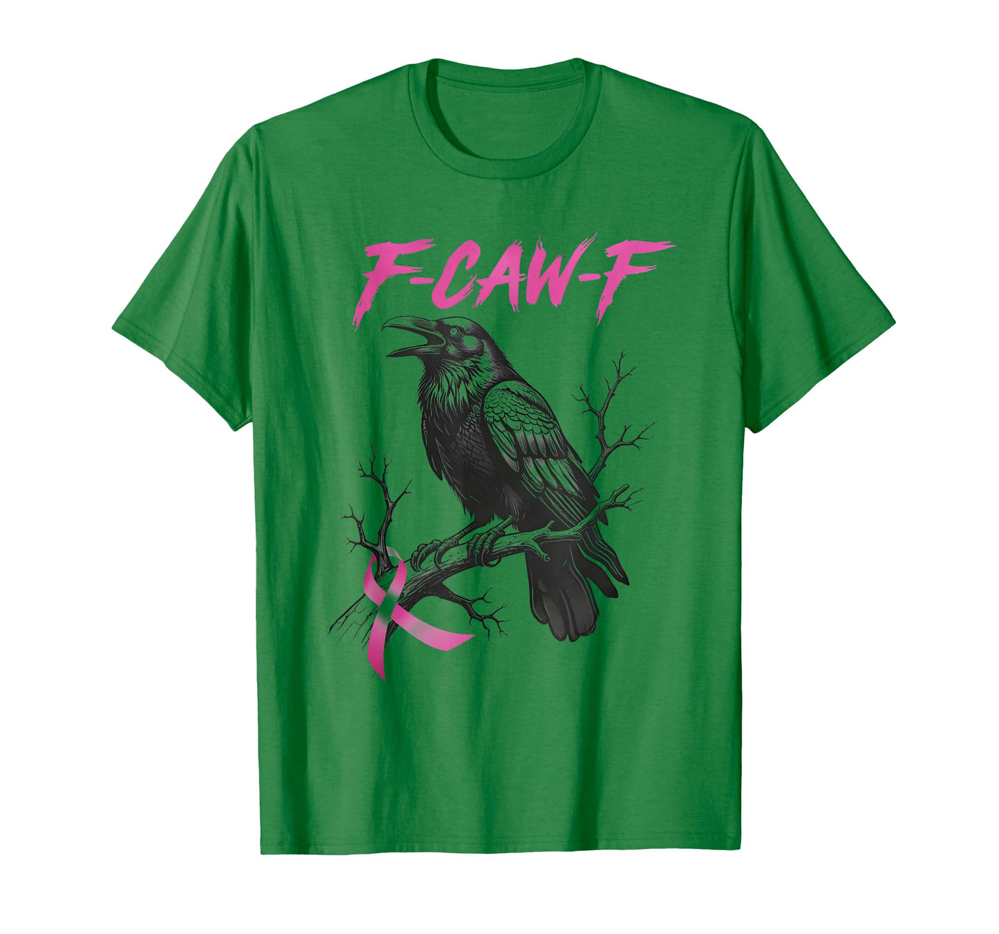 F Caw F Breast Cancer Awareness Funny Halloween Raven T-Shirt