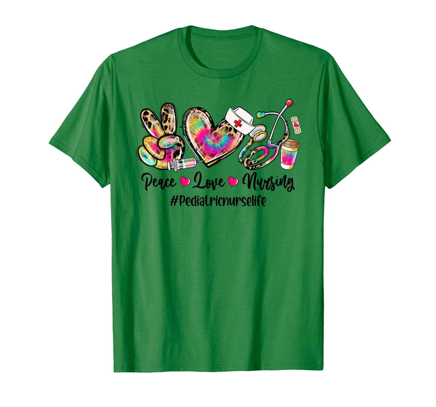 Peace Love Nursing Pediatric Nurse Life Stethoscope Tie Dye T-Shirt