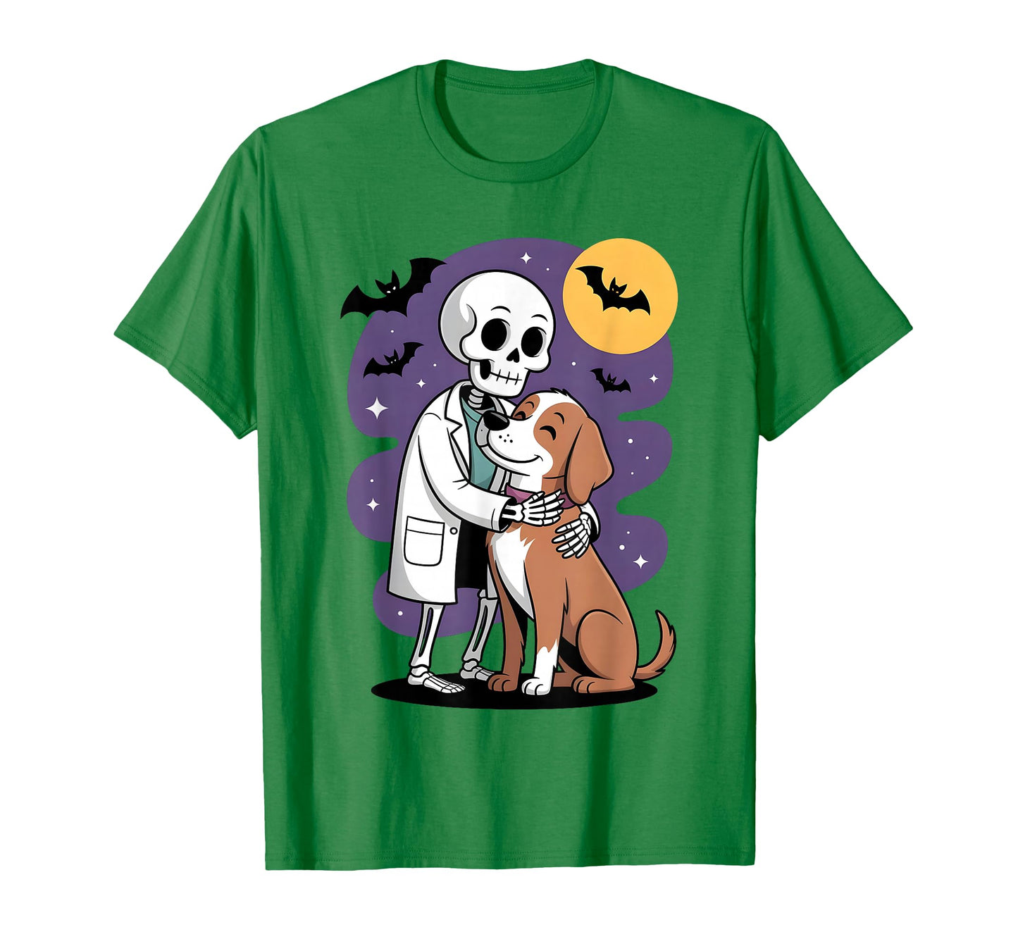 Skeleton Hugging Dog Funny Vet Dog Lover Halloween Men Women T-Shirt