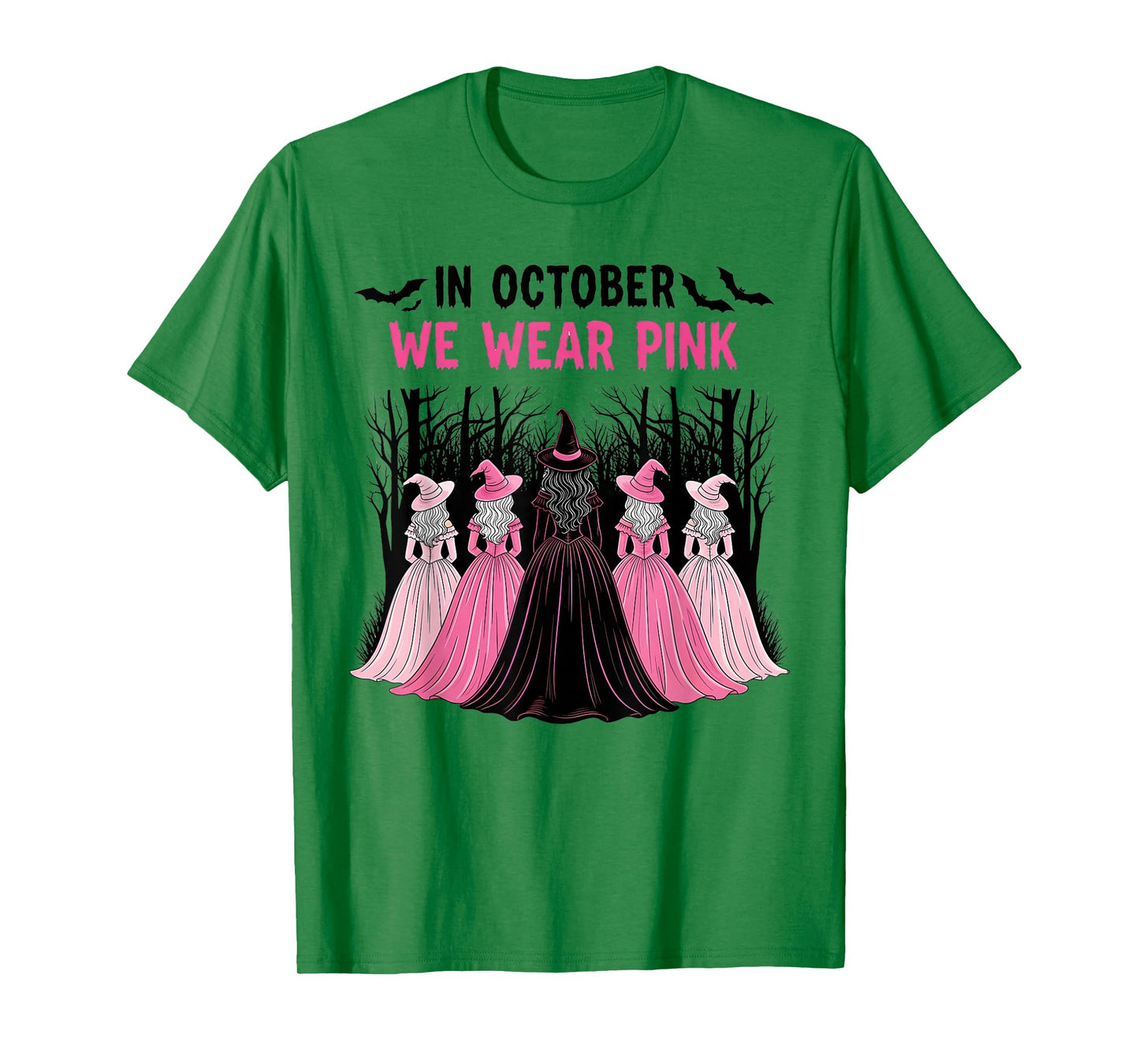 in October We Wear Pink Halloween Breast Cancer Awareness T-Shirt