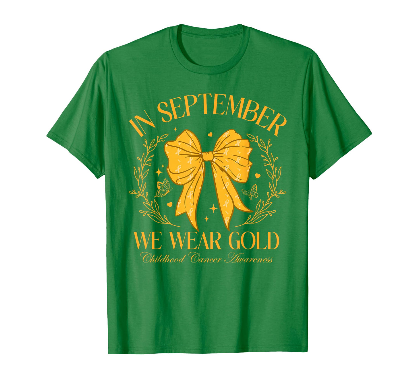 in September We Wear Gold Coquette Bow for Childhood Cancer T-Shirt
