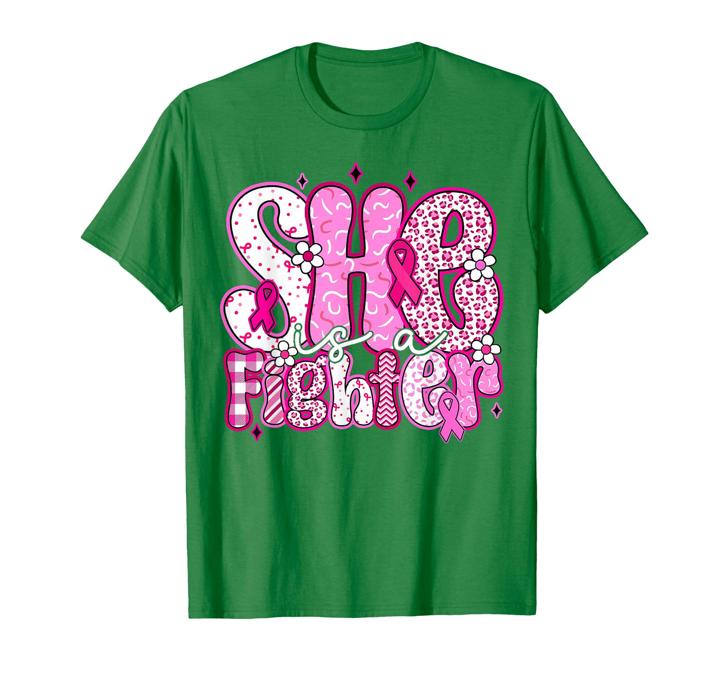 She is A Fighter Christian Breast Cancer Warrior Wear Pink T-Shirt