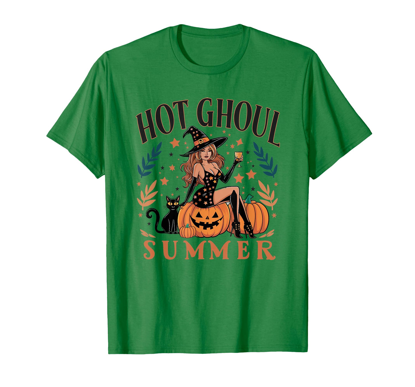 Hot Ghoul Summer Funny Witch Gothic Spooky Retro Halloween T-Shirt