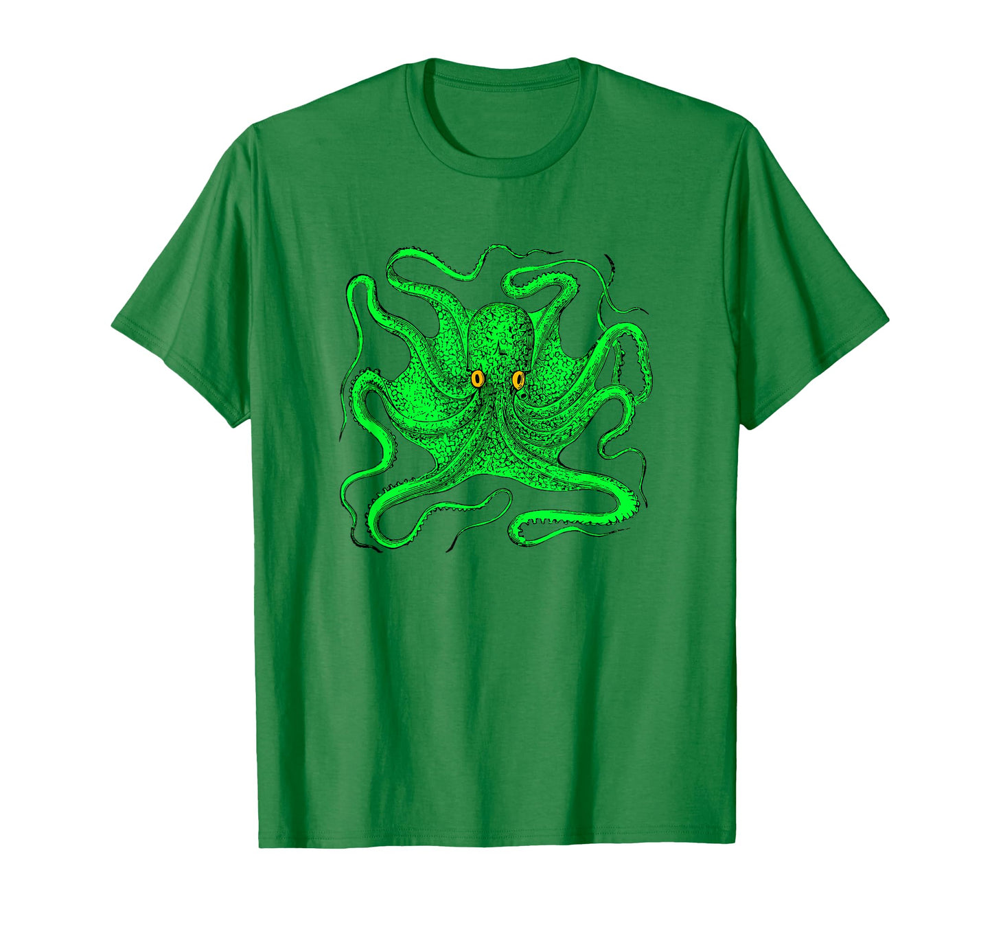Octopus Shirt Graphic Tee (green with yellow eyes)