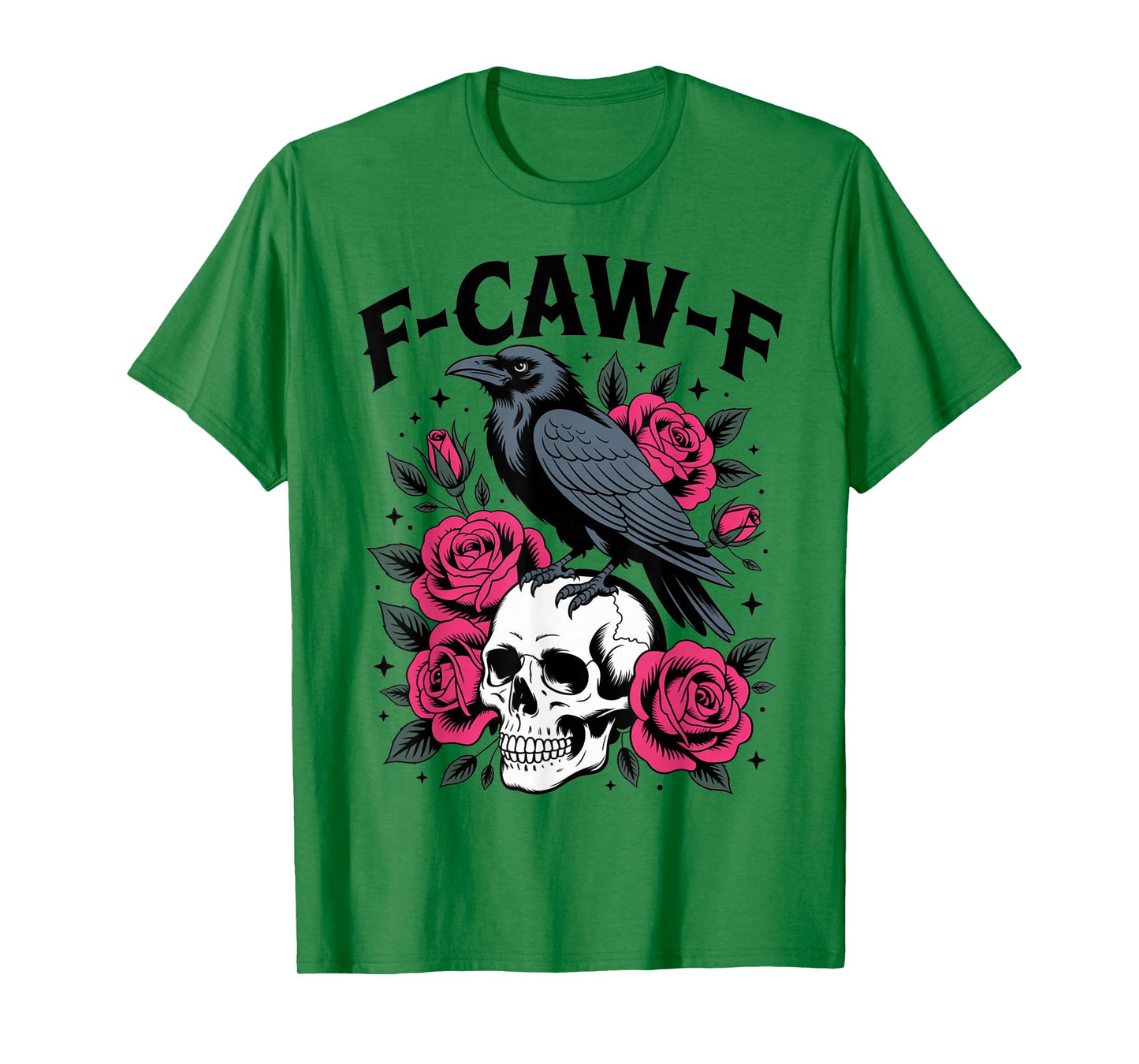 Black Crow F-Caw-F Funny Gothic Bird Moon Adult Humor T-Shirt