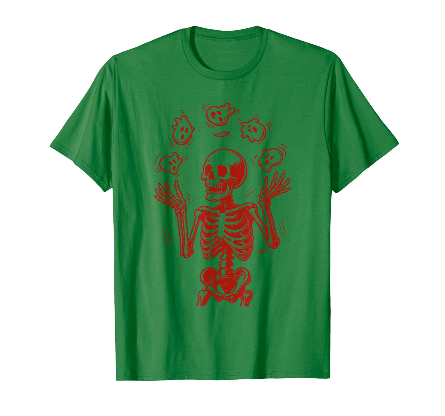 Retro Skeleton Juggling Ghosts Funny Halloween Tee T-Shirt