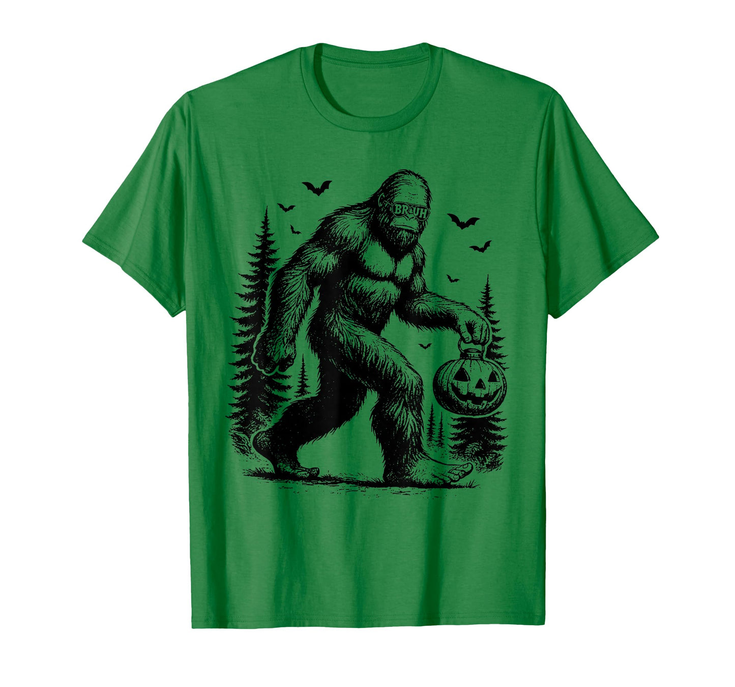 Bruh Spooky Halloween Bigfoot Pumpkin Costume Men Women T-Shirt