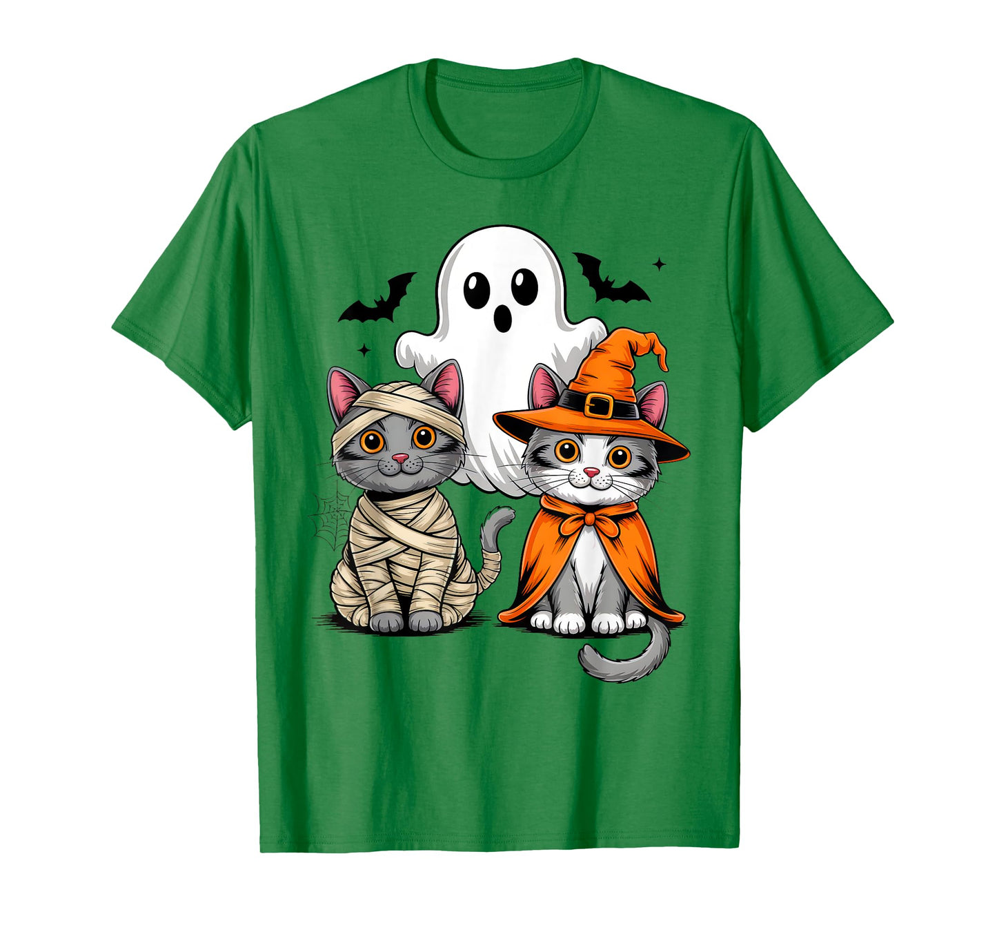 Cute Black Cat Ghost Witch Halloween Costume Men Women Kids T-Shirt