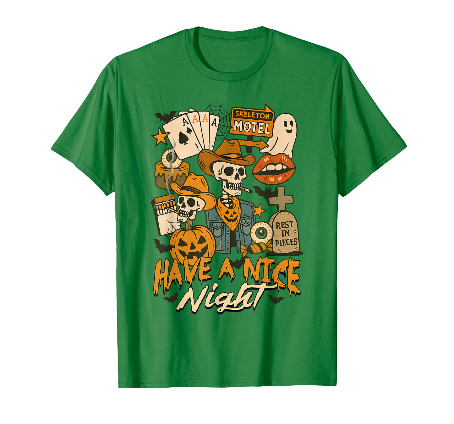 Halloween Vibes Spooky Skeleton Motel Have A Nice Night T-Shirt