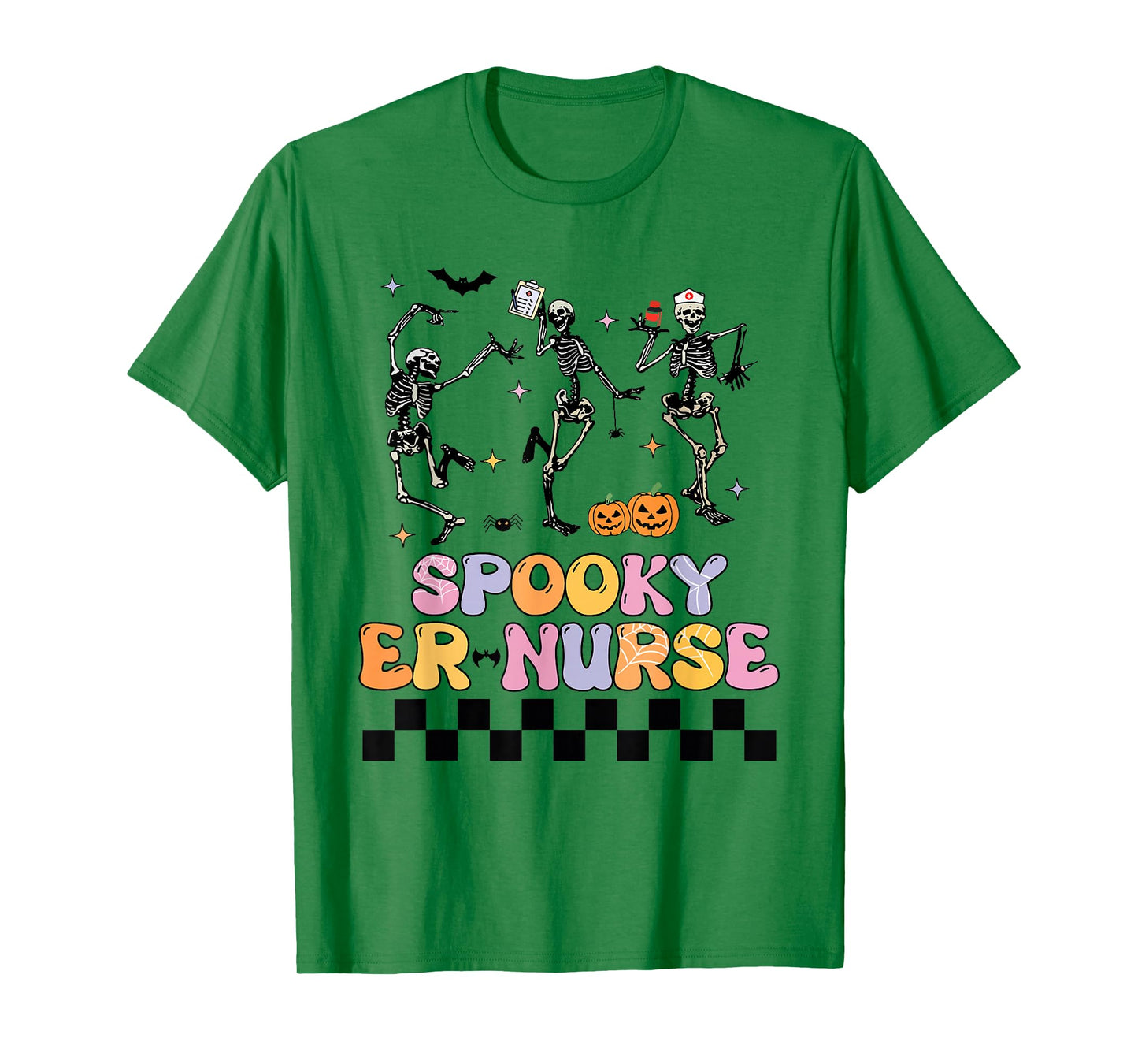 Spooky ER Nurse Skeleton Halloween Costume T-Shirt