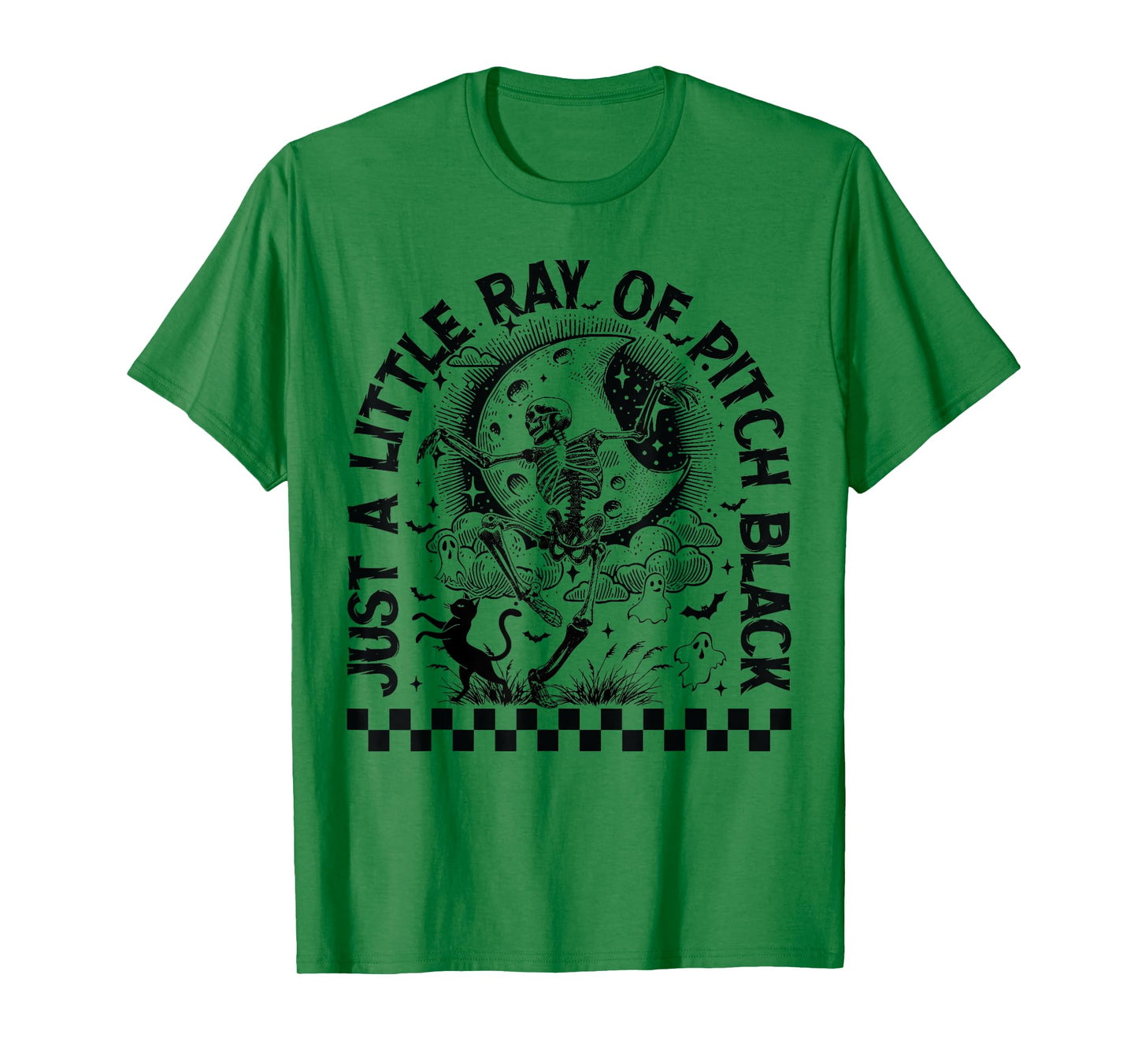 Just A Little Ray of Pitch Black Skeleton Cat Halloween T-Shirt