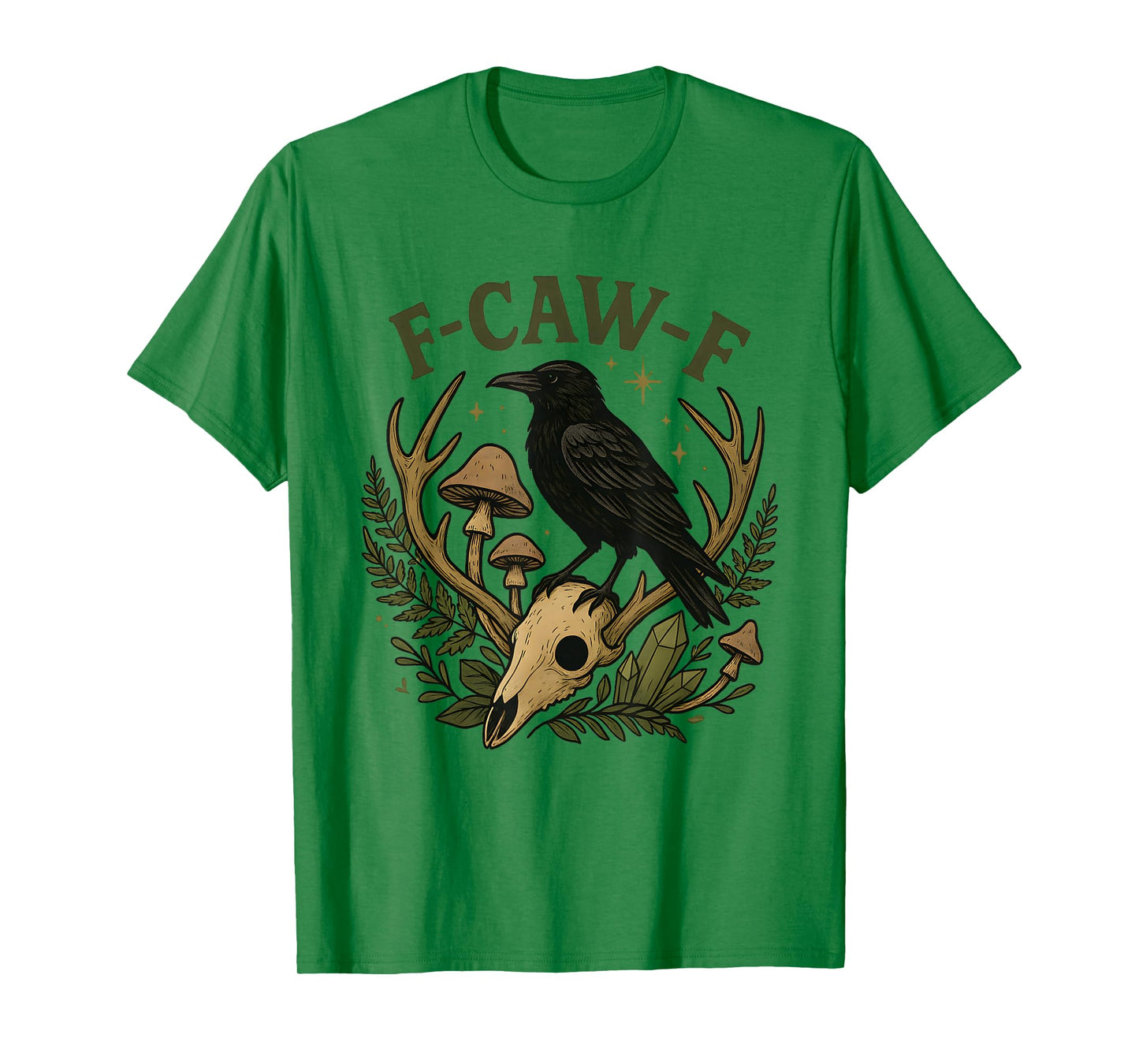 Black Crow F-Caw-F Funny Halloween Moon Gothic Adult Humor T-Shirt