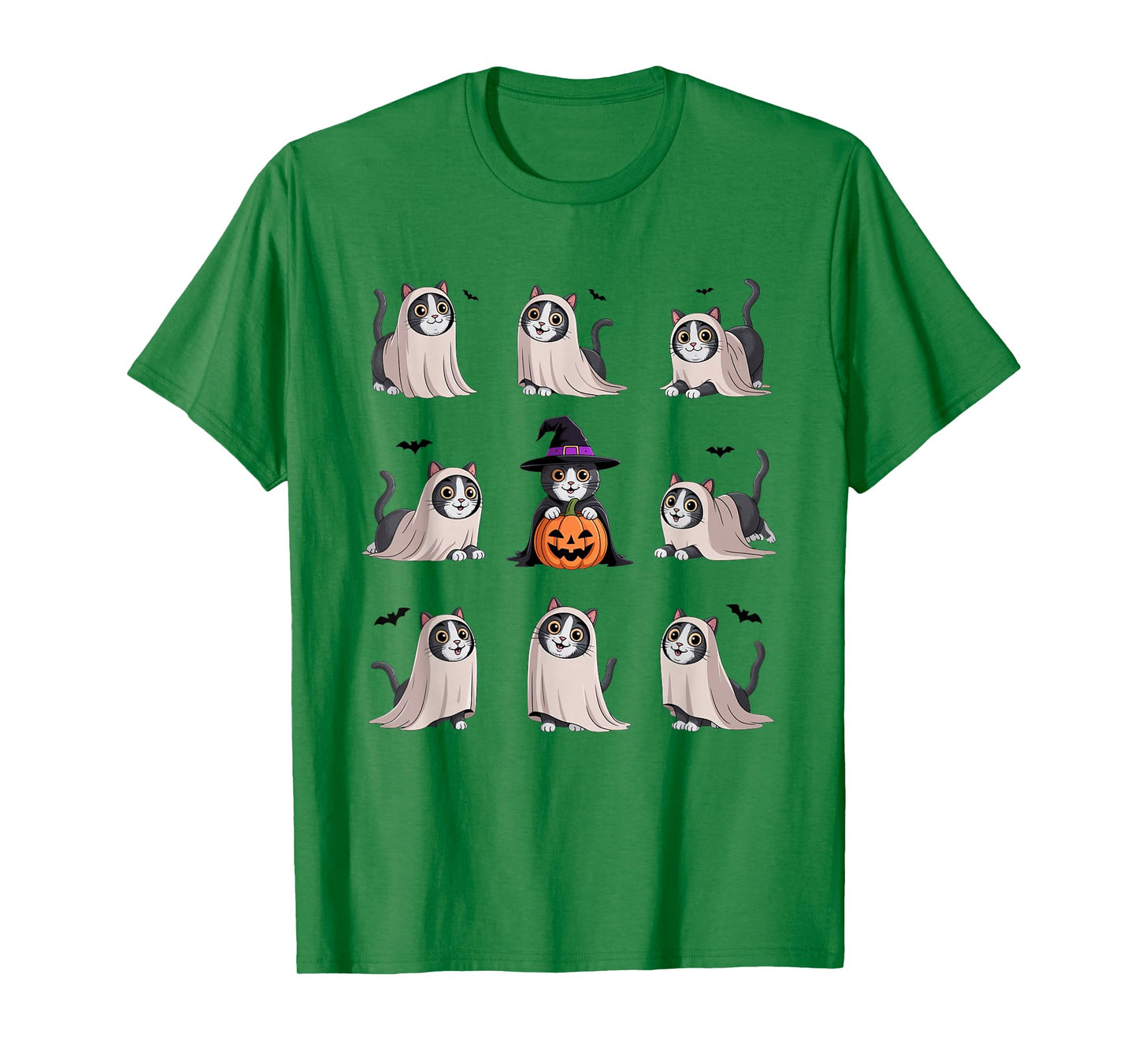 Cute Ghost Cat Funny Halloween Outfit Costumes Black Cat T-Shirt