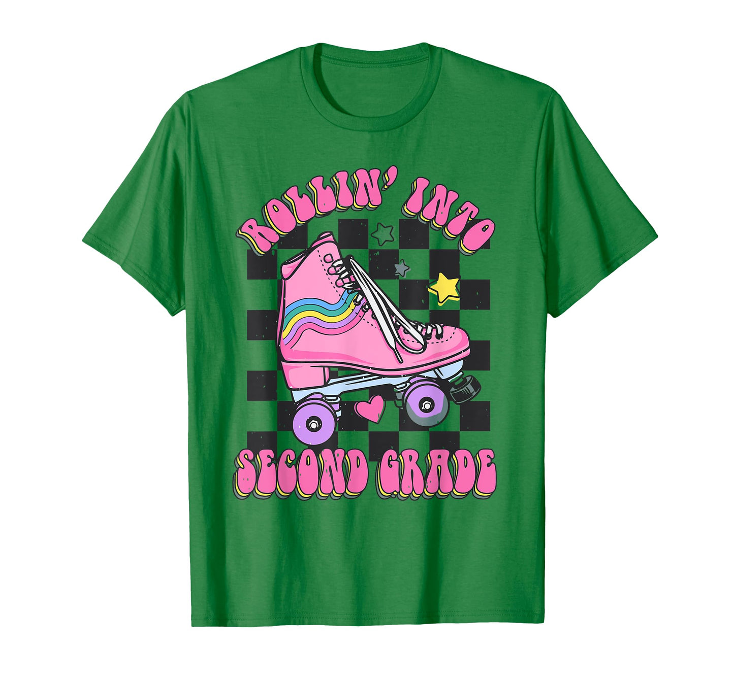 Kids Back To School Skating Rollin Into Second 2nd Grade T-Shirt