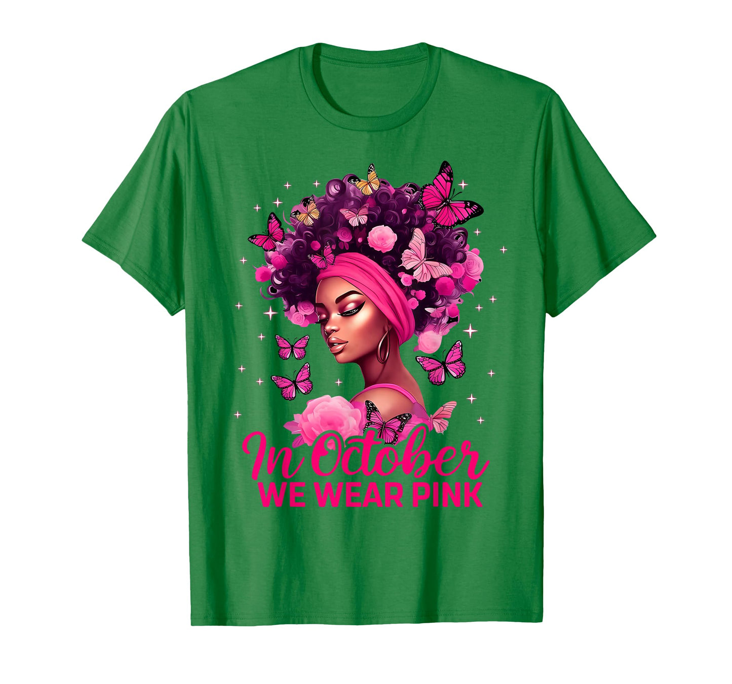 in October We Wear Pink Black Women Breast Cancer Awareness T-Shirt