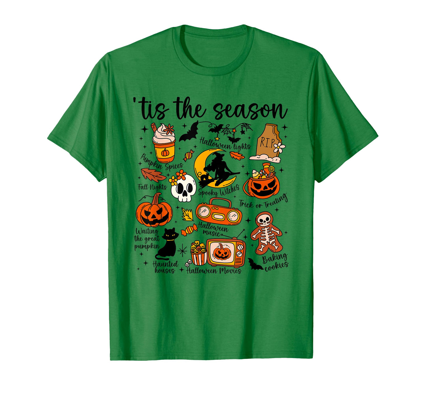 Tis The Season Halloween Doodle Tee Cute Spooky Pumpkin T-Shirt