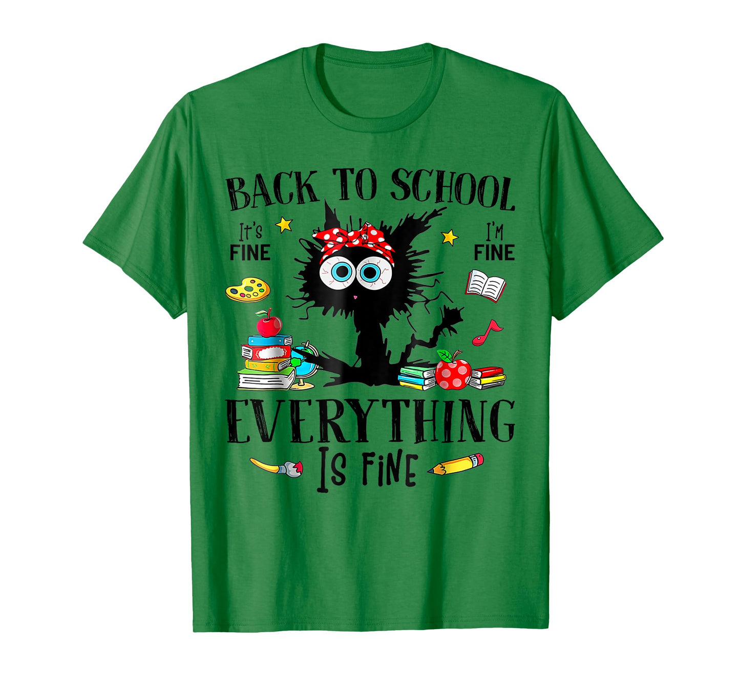 Back To School Frist Day Of School Teacher & Kids Funny Cat T-Shirt