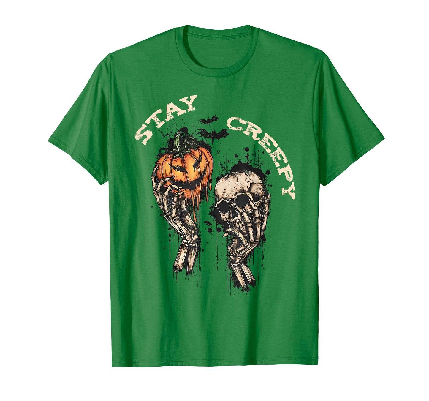 Stay Creepy Dripping Heart Halloween Skeleton Hand Spooky T-Shirt