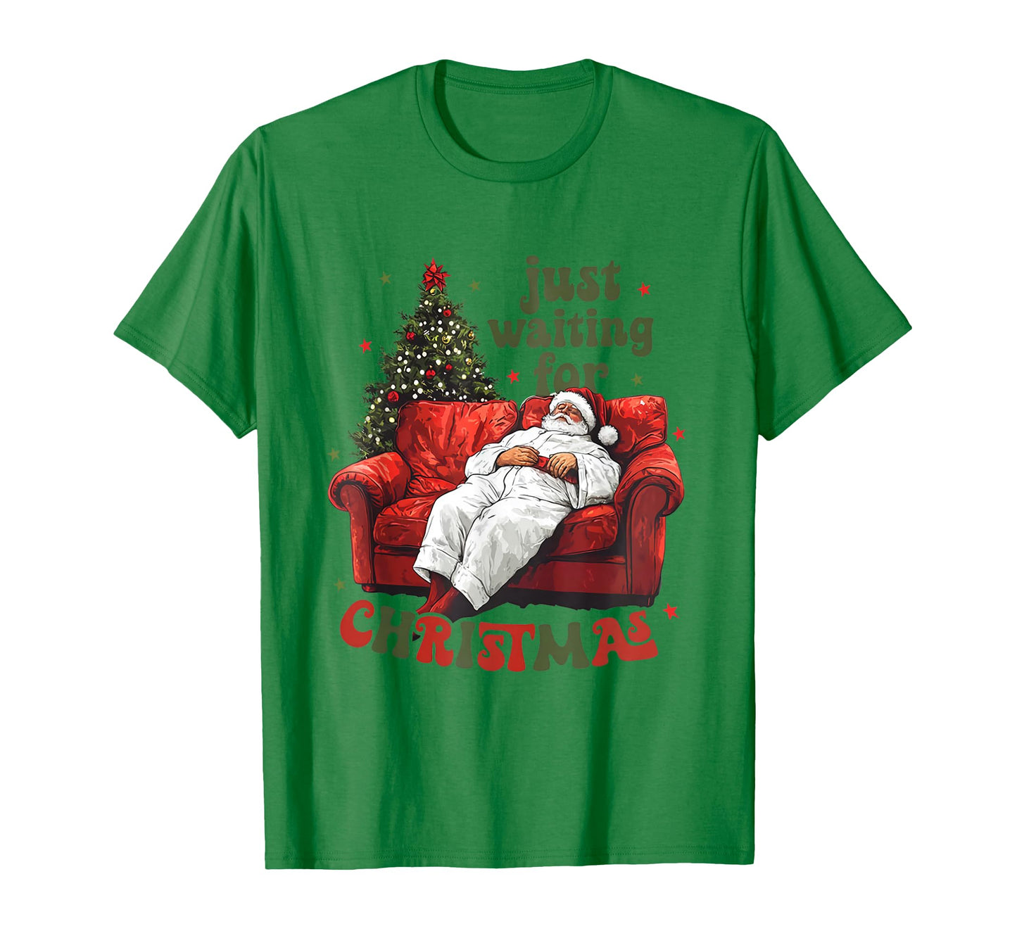 Lazy Santa Claus Relaxing On Couch Christmas Holiday Theme T-Shirt