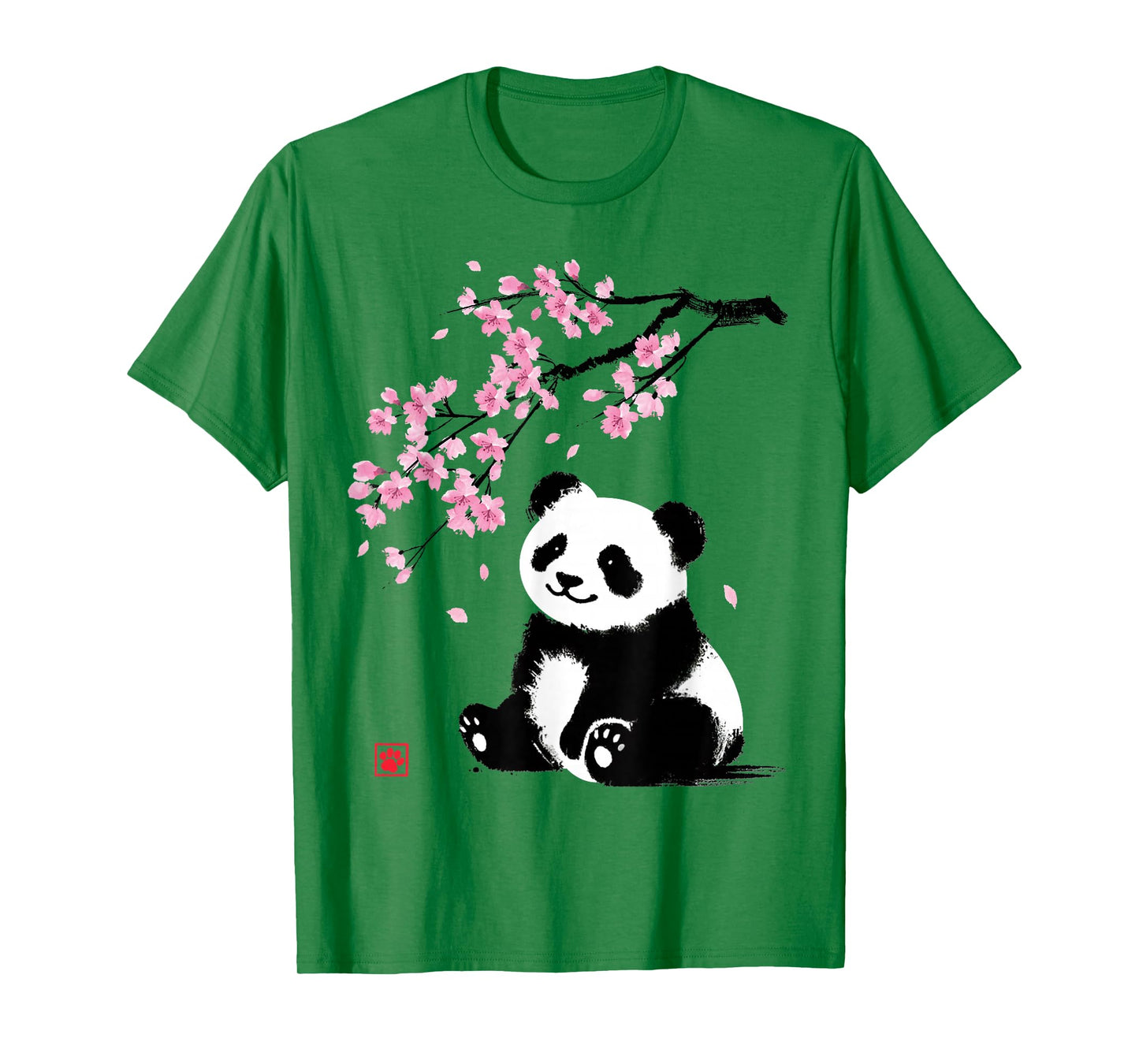 Japanese Panda Sakura Cherry Blossoms Sumi-e Aesthetic T-Shirt
