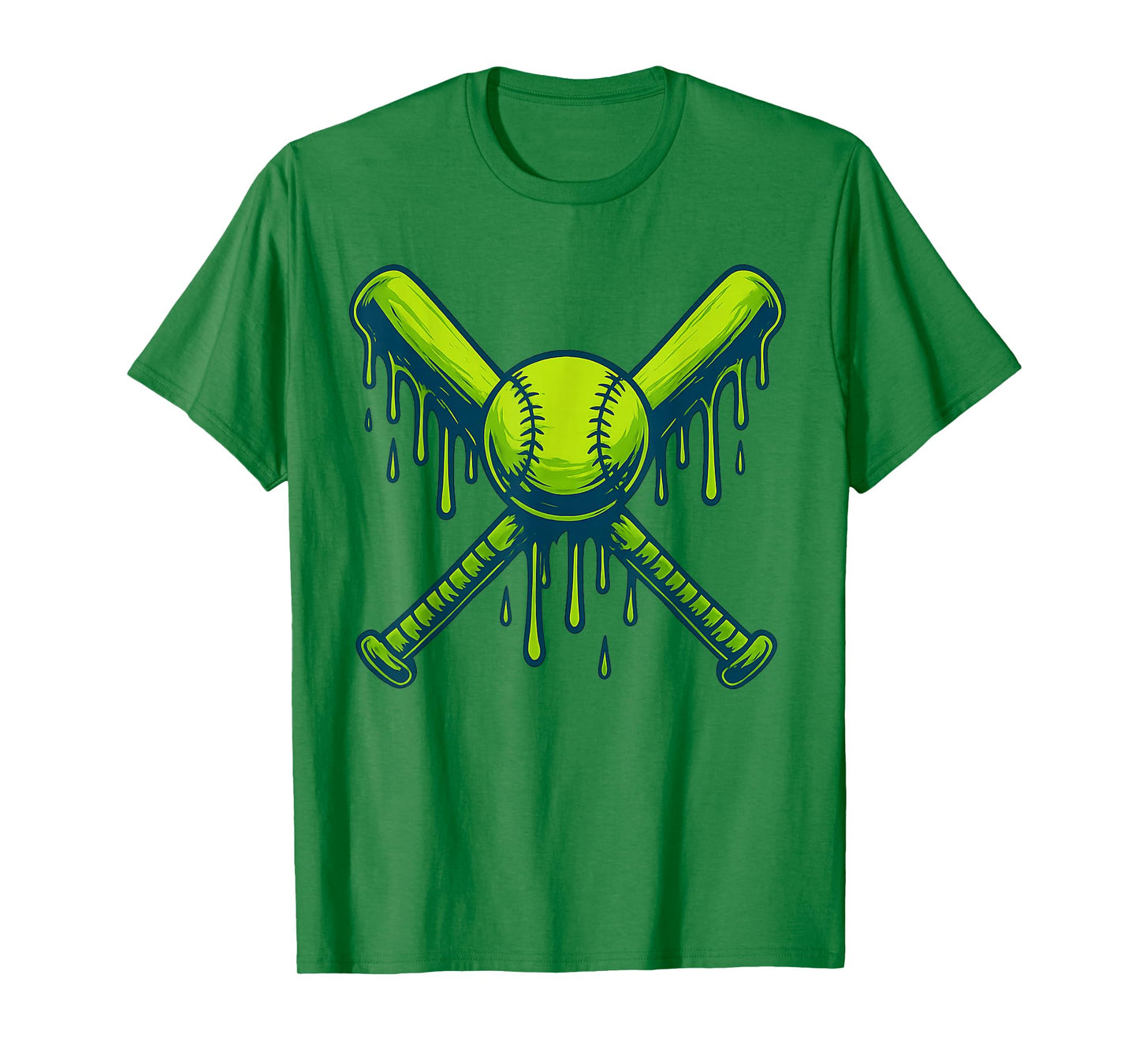 Baseball ice Cream drip Boys Green Ice Cream Drip Baseball T-Shirt