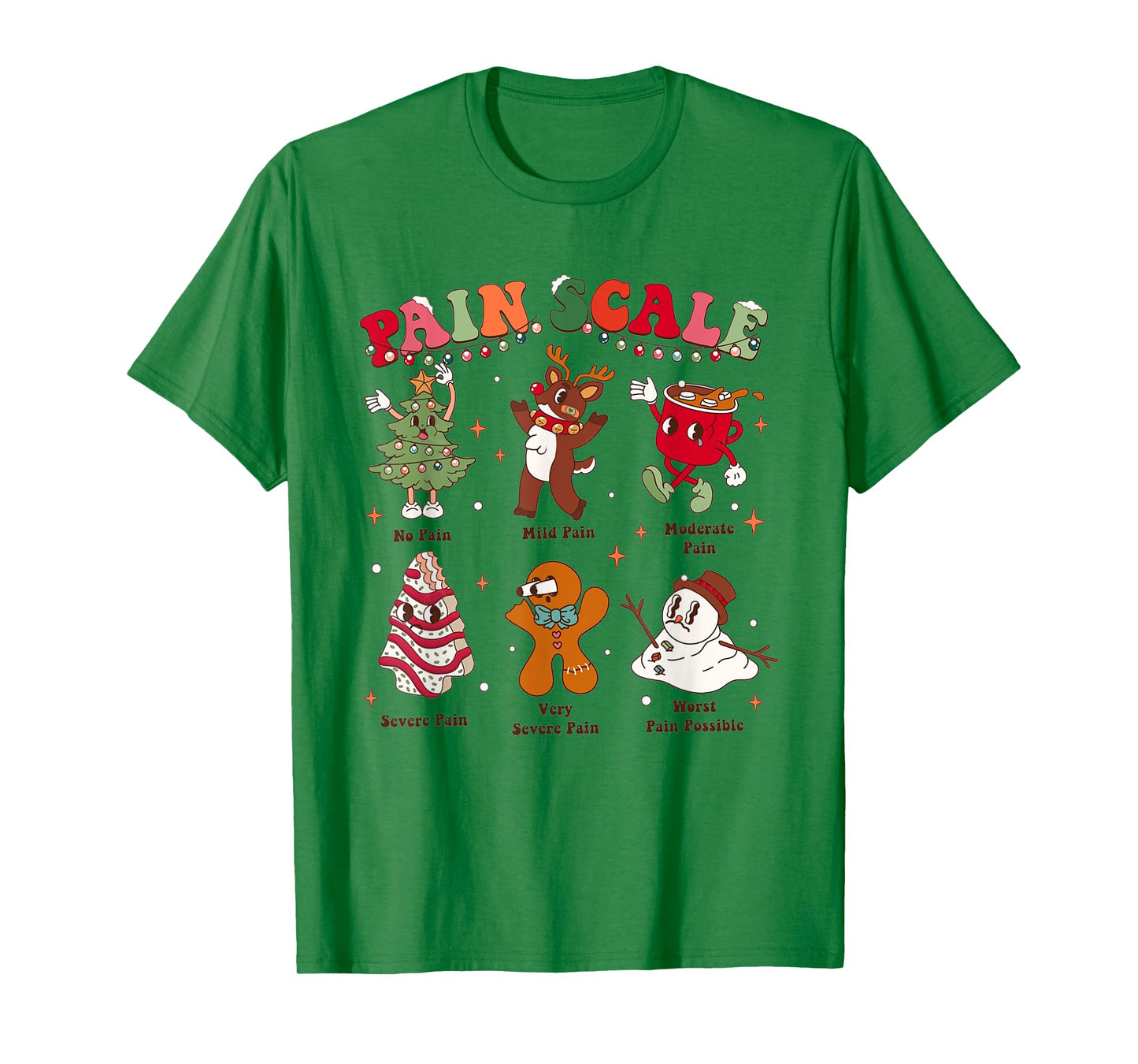 Pain Scale Retro Christmas Nurse Triage and Pain Assessment T-Shirt