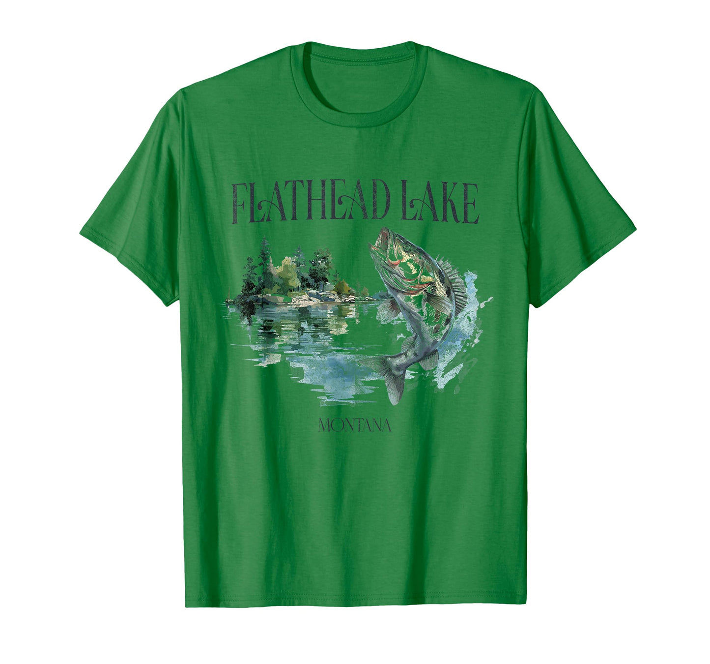 Flathead Lake Mountains Montana Hiking Outdoors Vintage T-Shirt