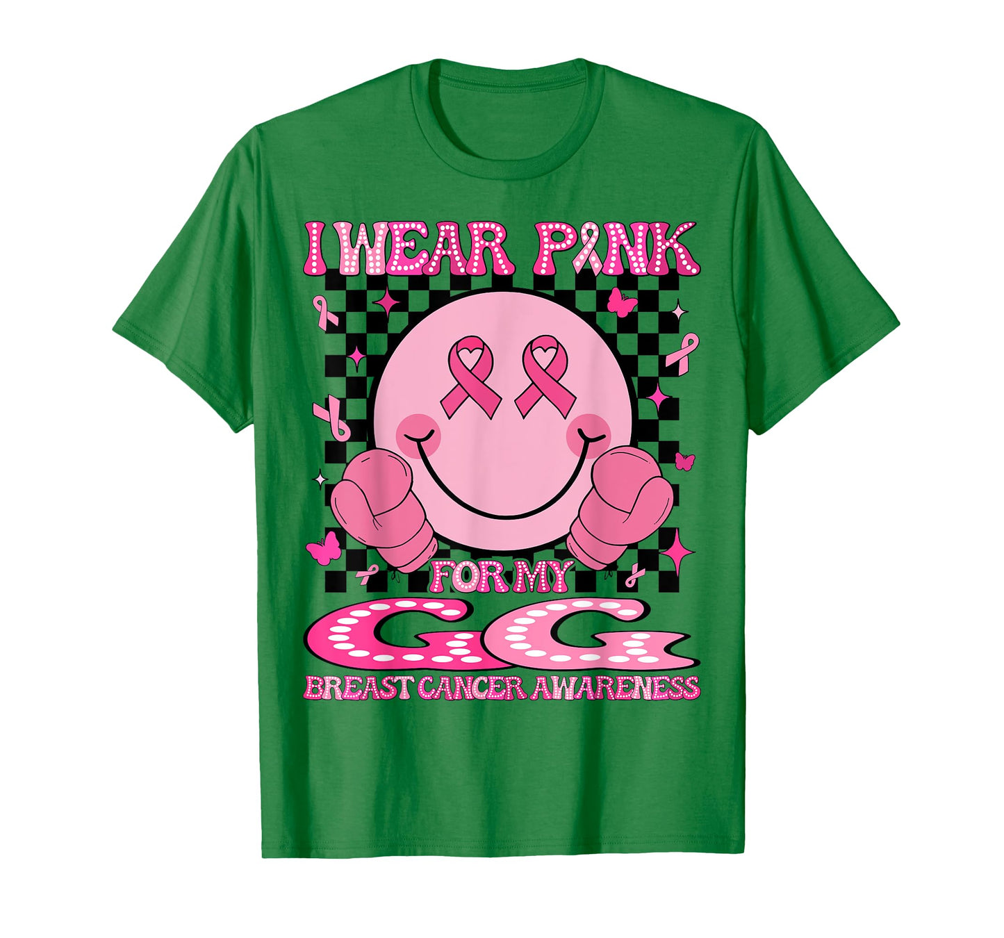 I Wear Pink For My GG Breast Cancer Awareness Groovy T-Shirt