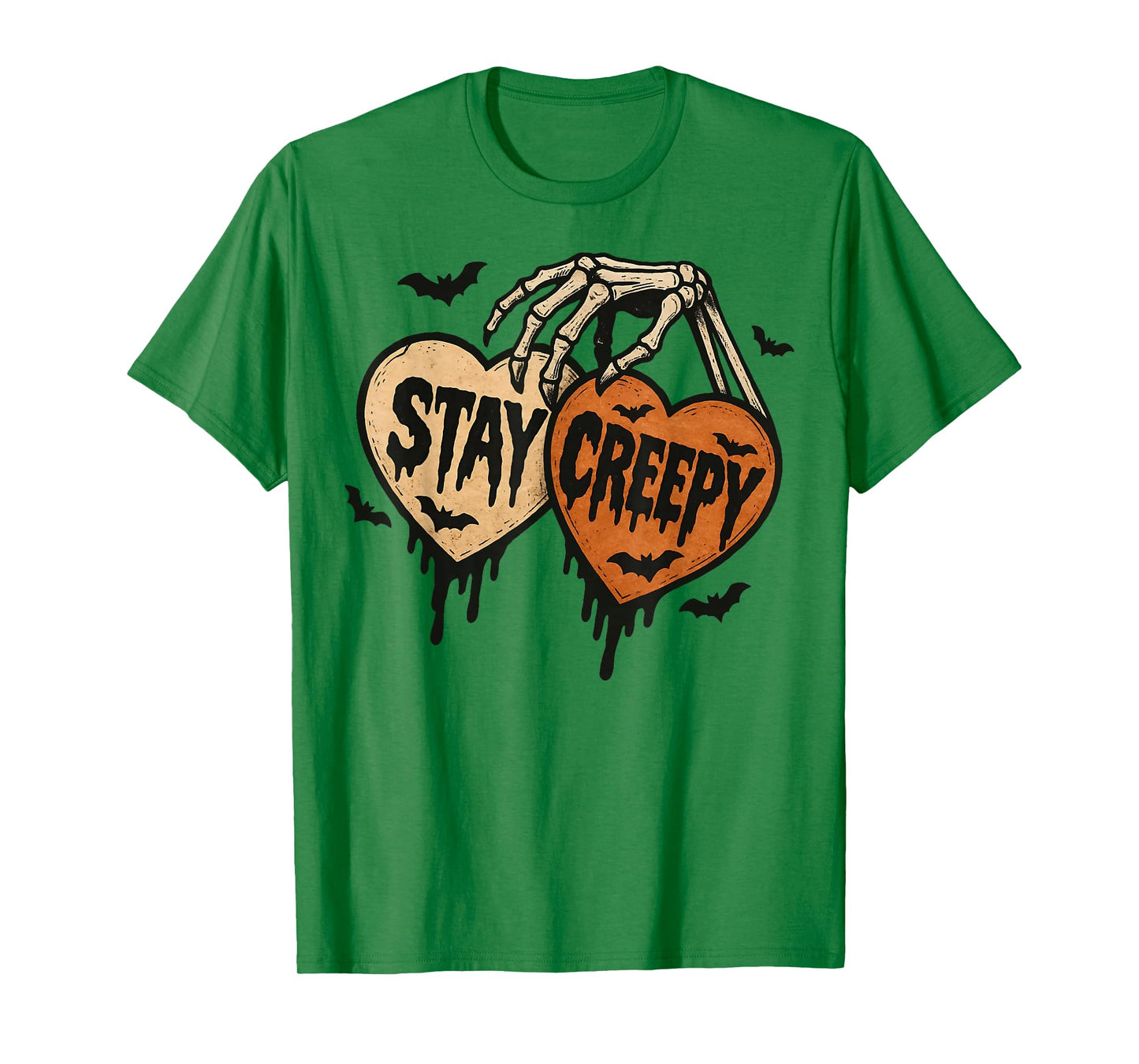 Stay Creepy Dripping Heart Halloween Skeleton Hand Spooky T-Shirt