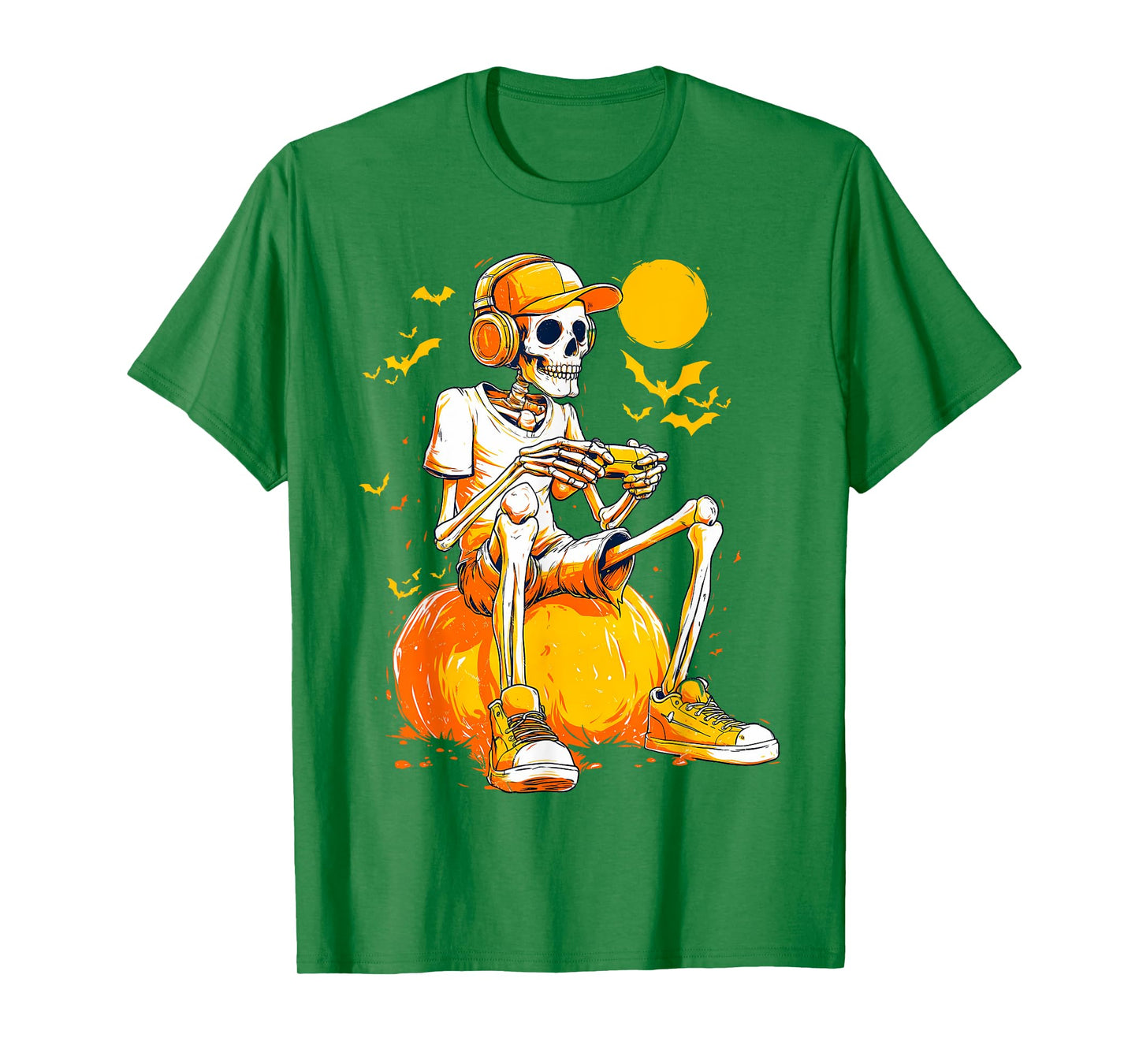 Bruh Halloween Boys Kids Gamer Mens Skeleton Video Gaming T-Shirt