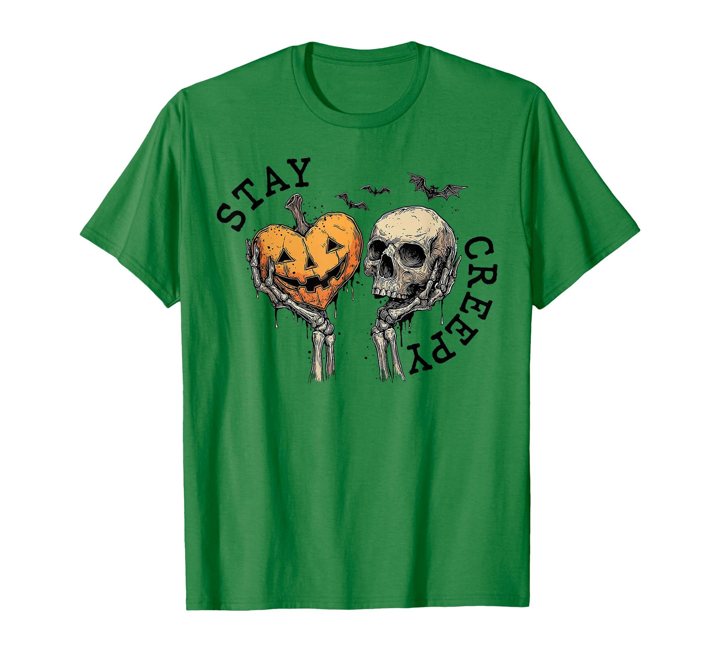 Stay Creepy Dripping Heart Halloween Skeleton Hand Spooky T-Shirt