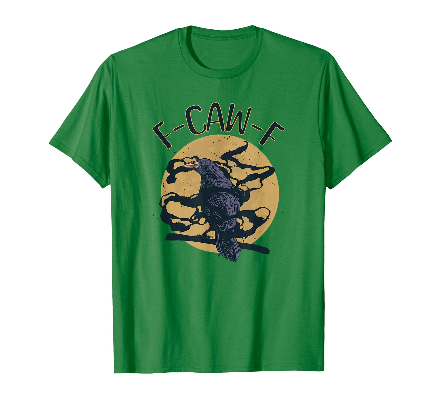 F-CAW-F Gothic Crow Raven Full Moon Dark Mystical Design T-Shirt