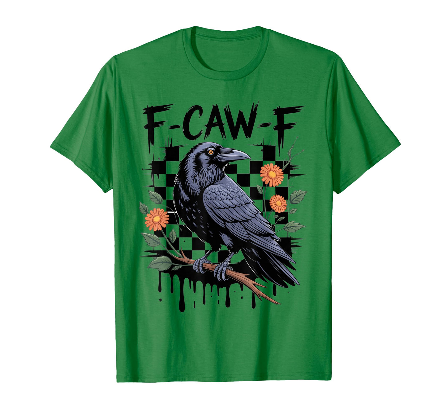 Black Crow F-Caw-F Funny Gothic Bird Moon Adult Humor T-Shirt