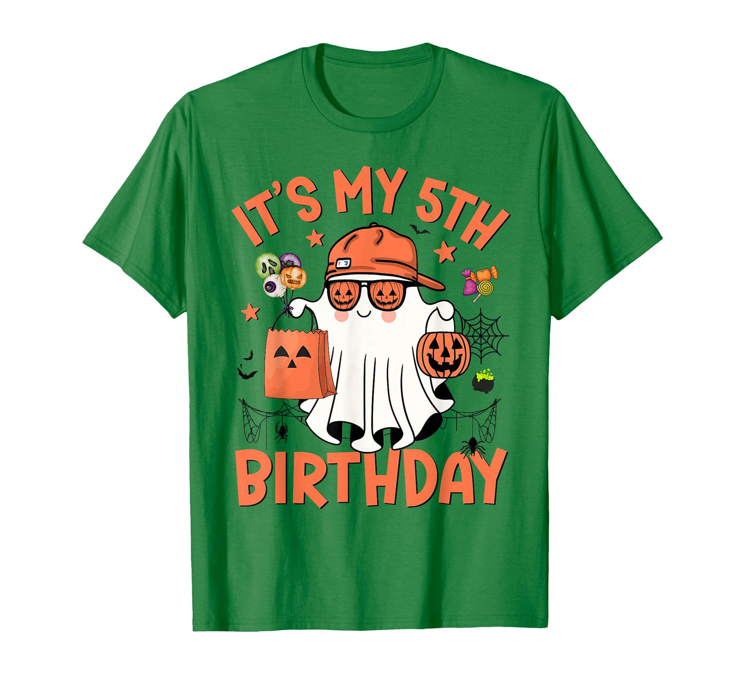 It's My 5th Birthday Funny Halloween Ghost Boo 5th Bday Boys T-Shirt