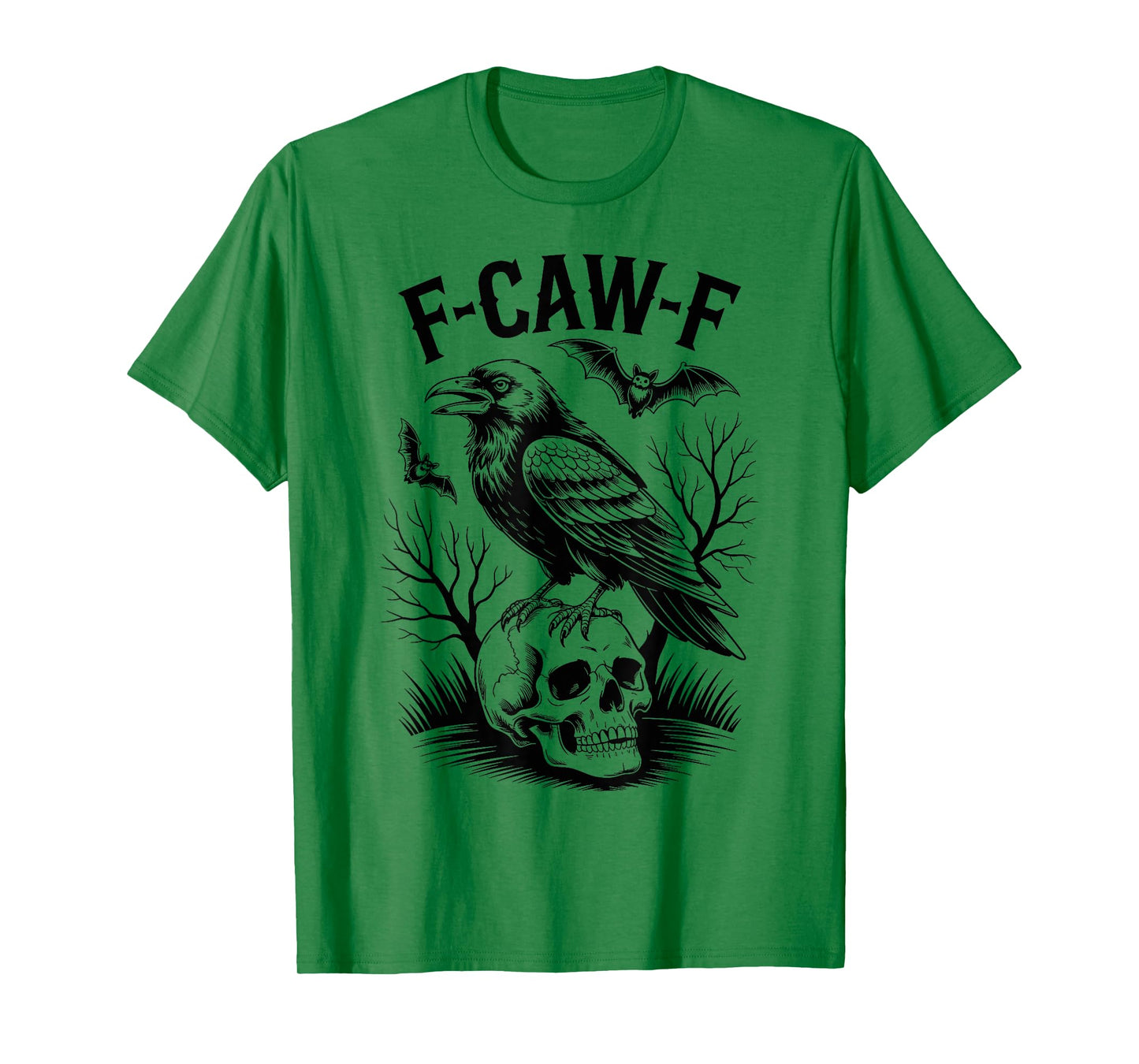 F CAW F Retro Crow Funny Adult Humor Halloween T-Shirt