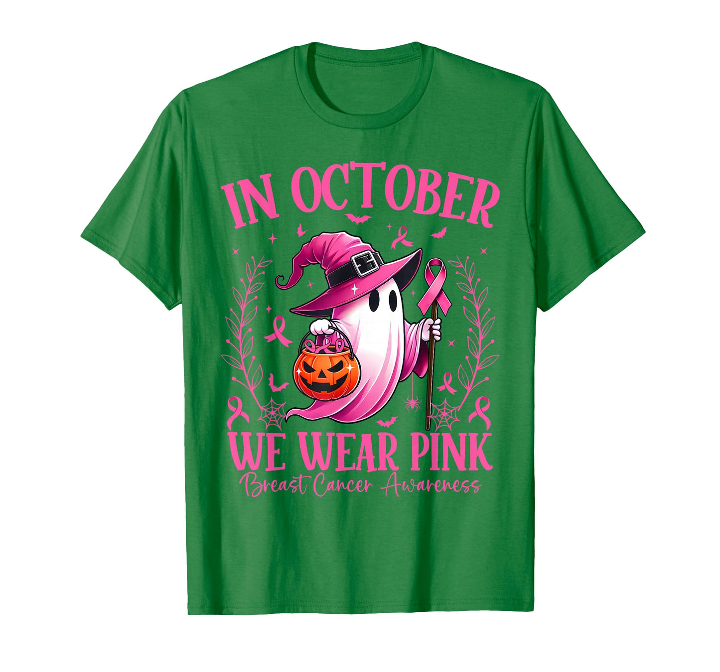 In October We Wear Pink Breast Cancer Awareness Halloween T-Shirt