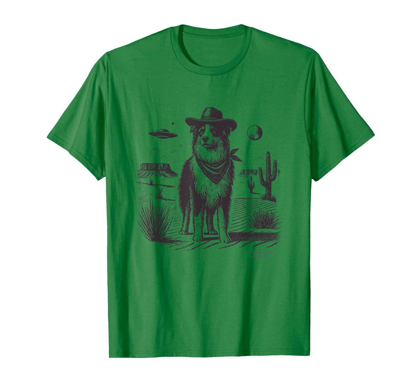Australian Shepherd Cowboy, Aussie Cowboy UFO, Cowboy Hat T-Shirt