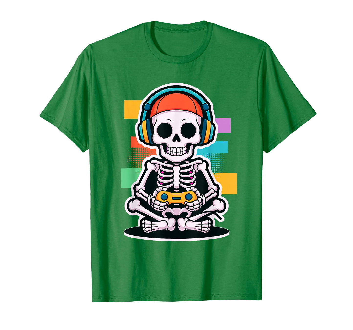 Funny Skeleton Gamer Headphones Controller Spooky Play T-Shirt