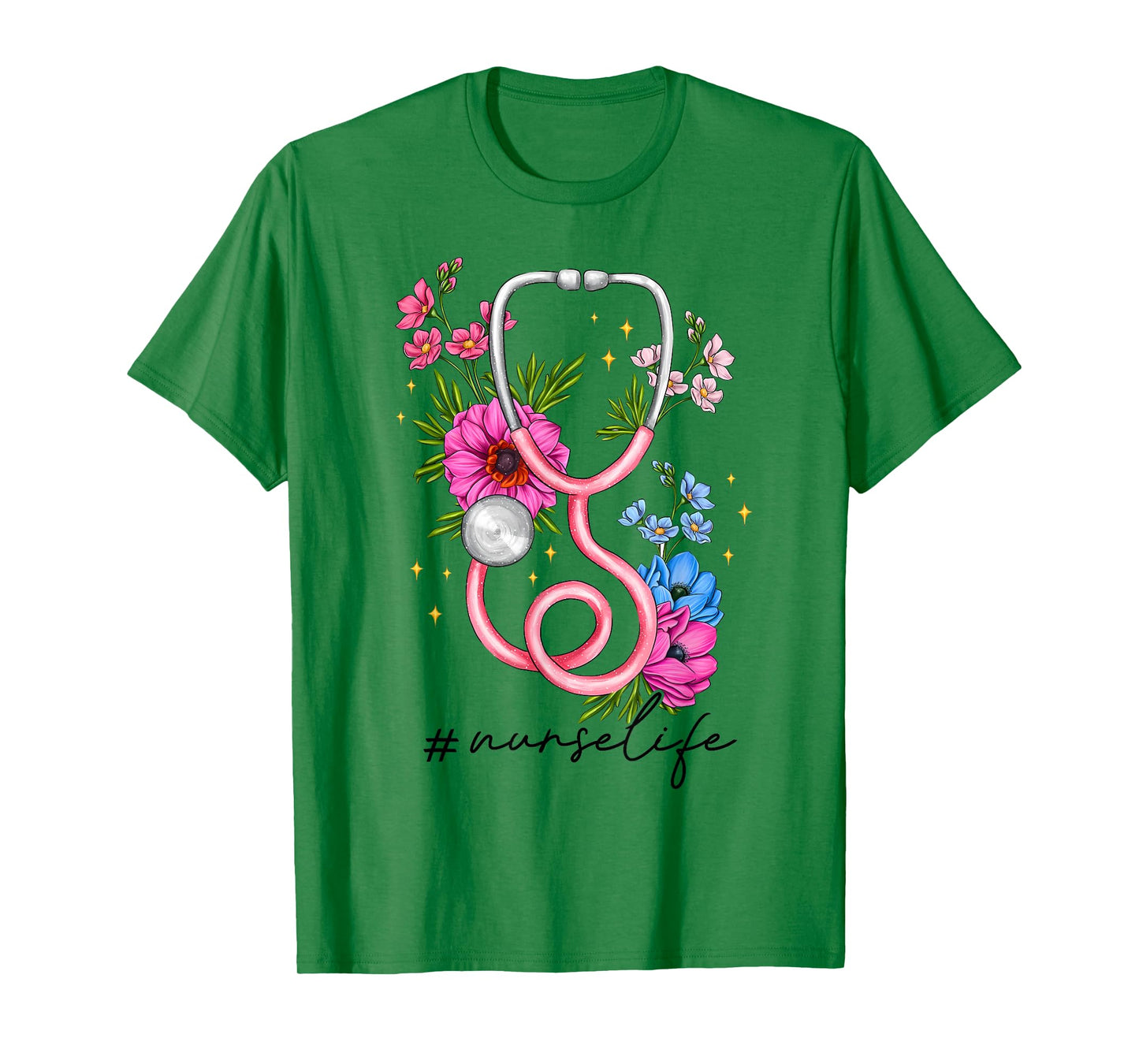 Heart Stethoscope Flower Doctor Nurse RN Nursing Women Girl T-Shirt