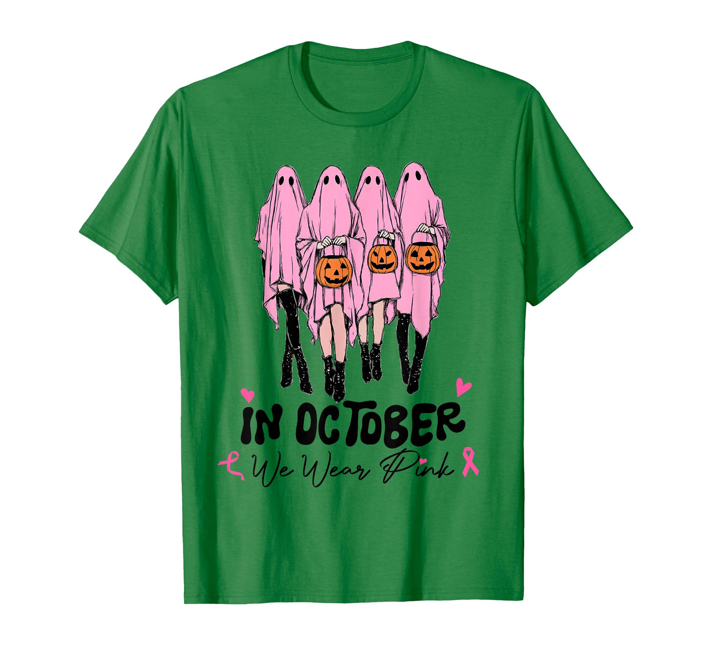 Breast Cancer Women Halloween in October We Wear Pink T-Shirt