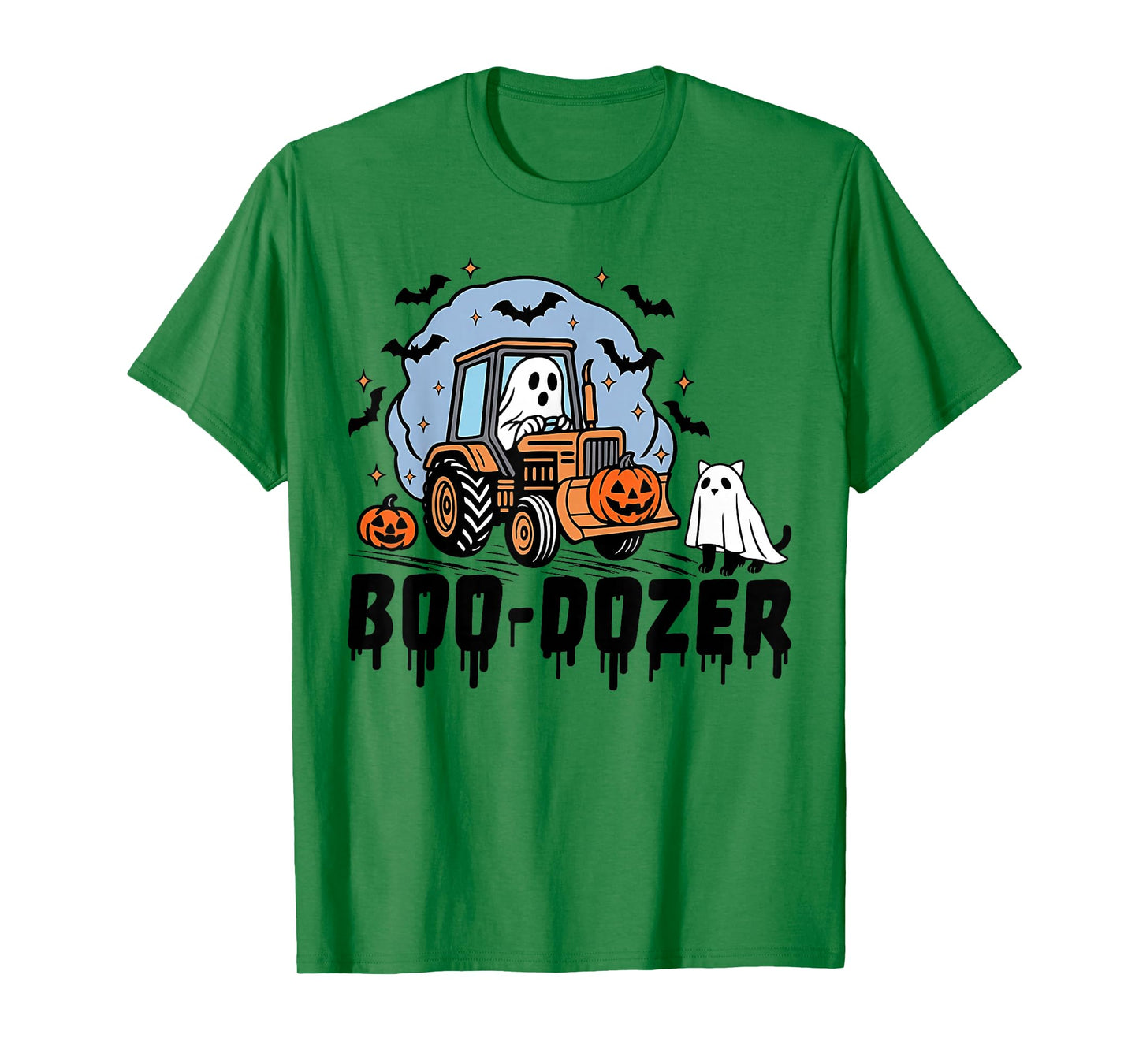 Retro Bulldozer Halloween Boo Dozer Construction Truck Kids T-Shirt