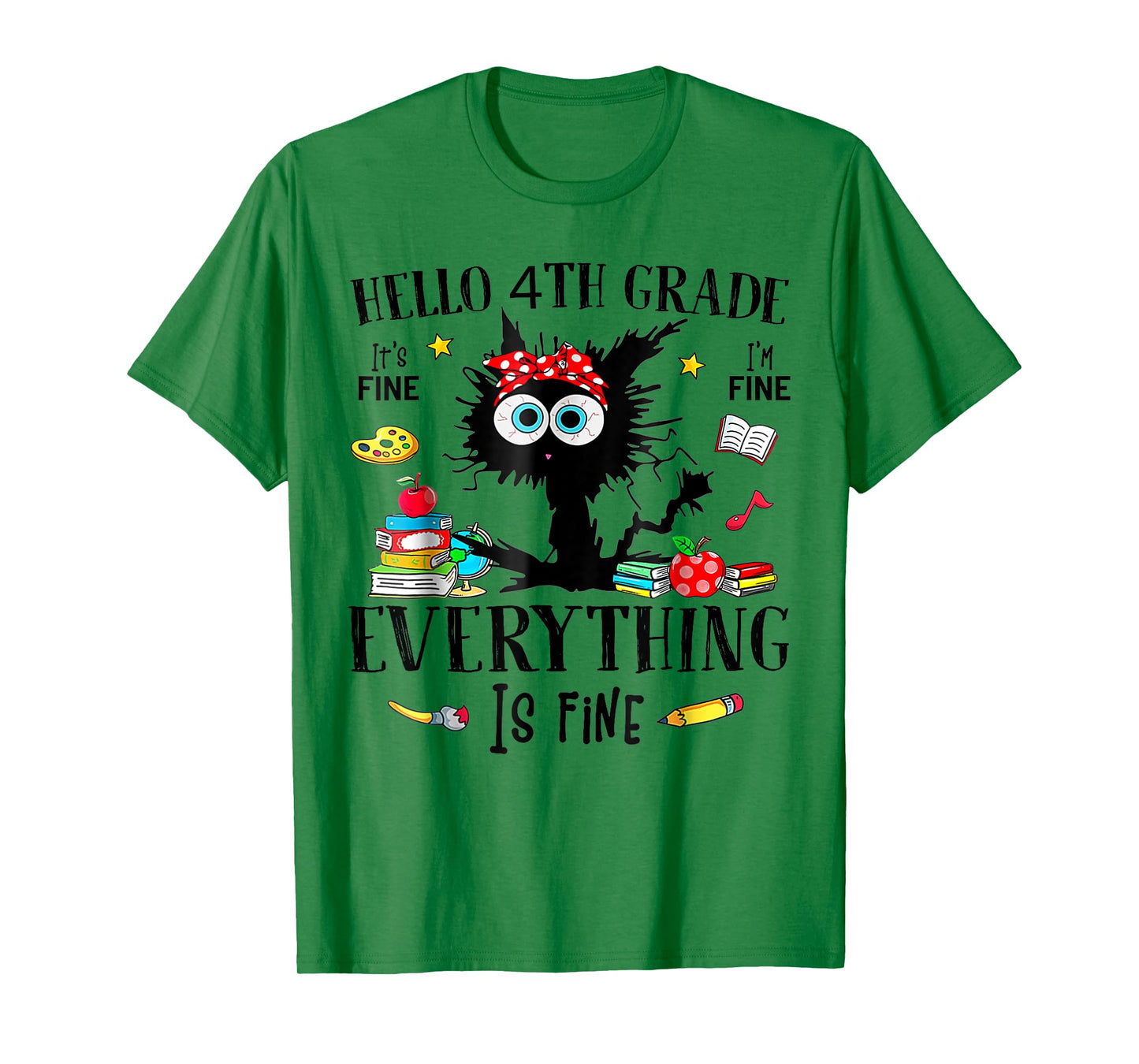 Hello 4th Grade Back To School Teacher & Kids Funny Cat T-Shirt