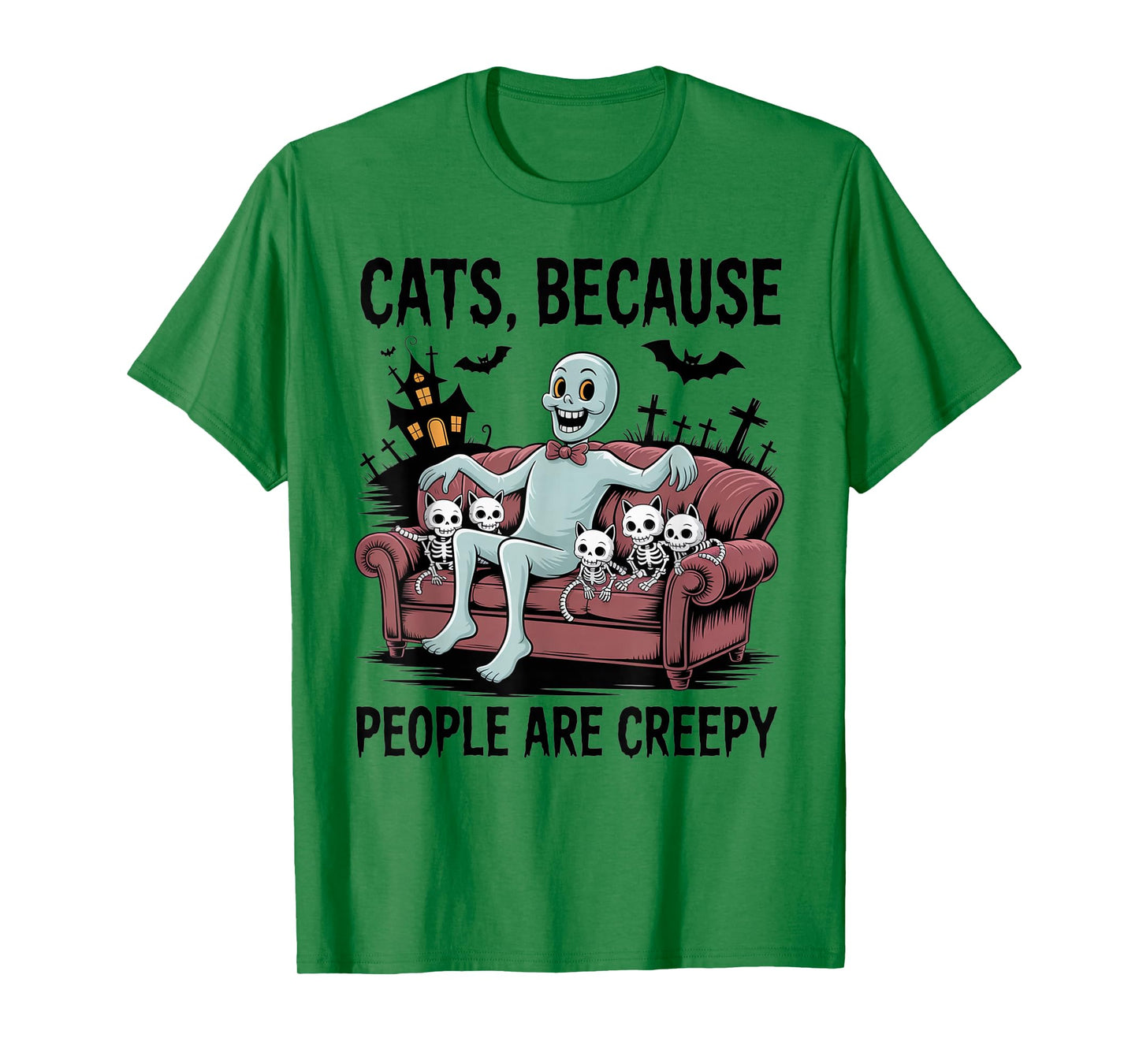 Cats Because People are Creepy Ghost Halloween Cat Mom Kids T-Shirt
